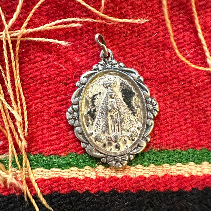 Tiny Time Worn 935 Fine Sterling Silver Devotional Pendant - Elegant Religious Jewelry for Daily Wear & Special Occasions