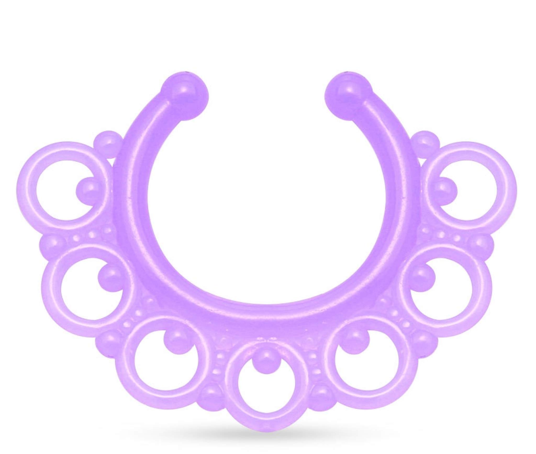 Glow in The Dark Acrylic Non-Piercing Septum Hanger - Tribal Fan Design for Festival, Rave & Cosplay Costume Accessories