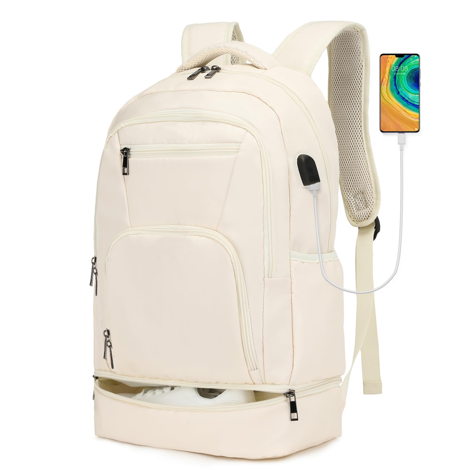 seyfocnia Gym & Travel Backpack for Men & Women - Lightweight Sports Backpack with Shoe Compartment, USB Charging Port & Water Resistant Design - Perfect for Workouts, Travel & Outdoor Activities