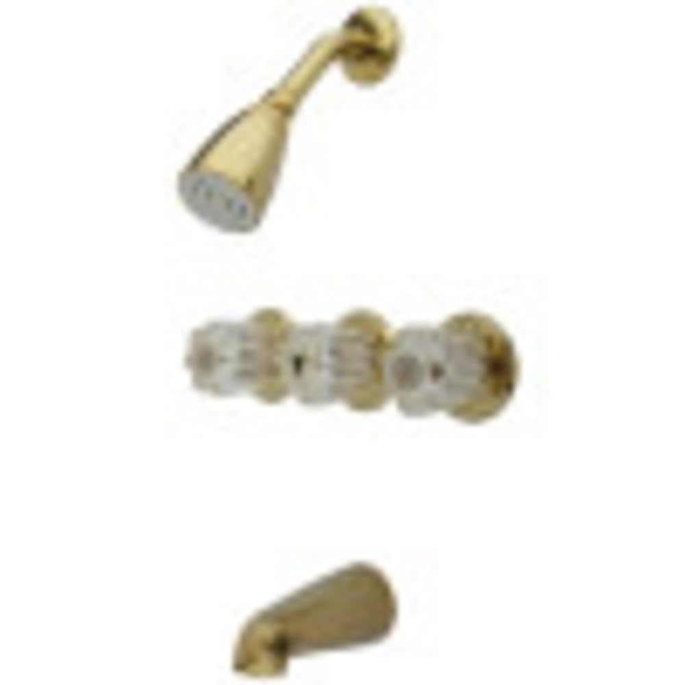 Kingston Brass KB132 Polished Brass Tub and Shower Faucet - 72 x 8 x 7.75 Inches - Perfect for Bathroom Renovation and Modern Home Decor