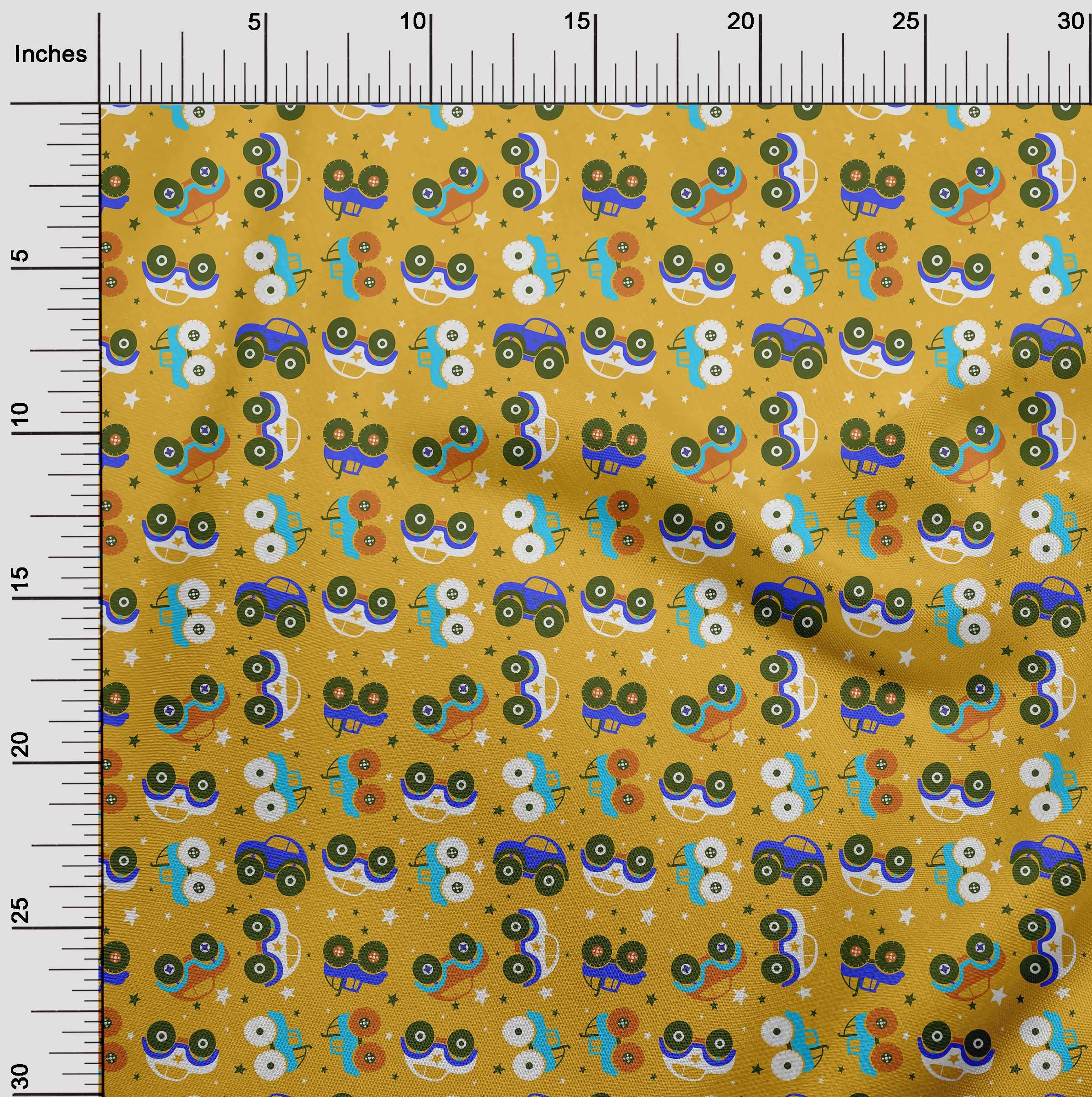 oneOone Yellow Cotton Poplin Fabric - 42 Inch Wide Printed Fabric for Kids Nursery, Car Decor, DIY Craft Projects | Perfect for Sewing, Quilting, and Home Decor