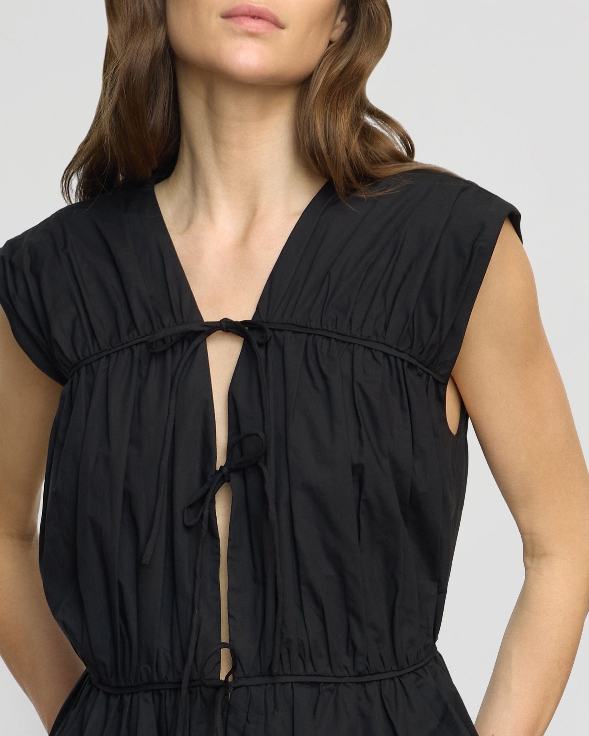 Neha Women's Tie Front Organic Cotton Blouse - Soft Breathable Casual Top for Work, Date Night & Everyday Wear
