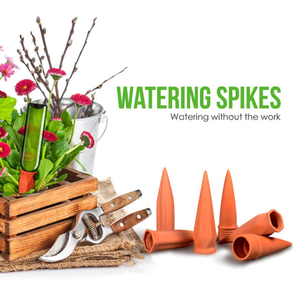 MorTime Self Watering Spikes for Plants - 6 Pack Automatic Terracotta Plant Waterer for Indoor & Outdoor Use - Perfect for Vacation, Travel, or Busy Lifestyles