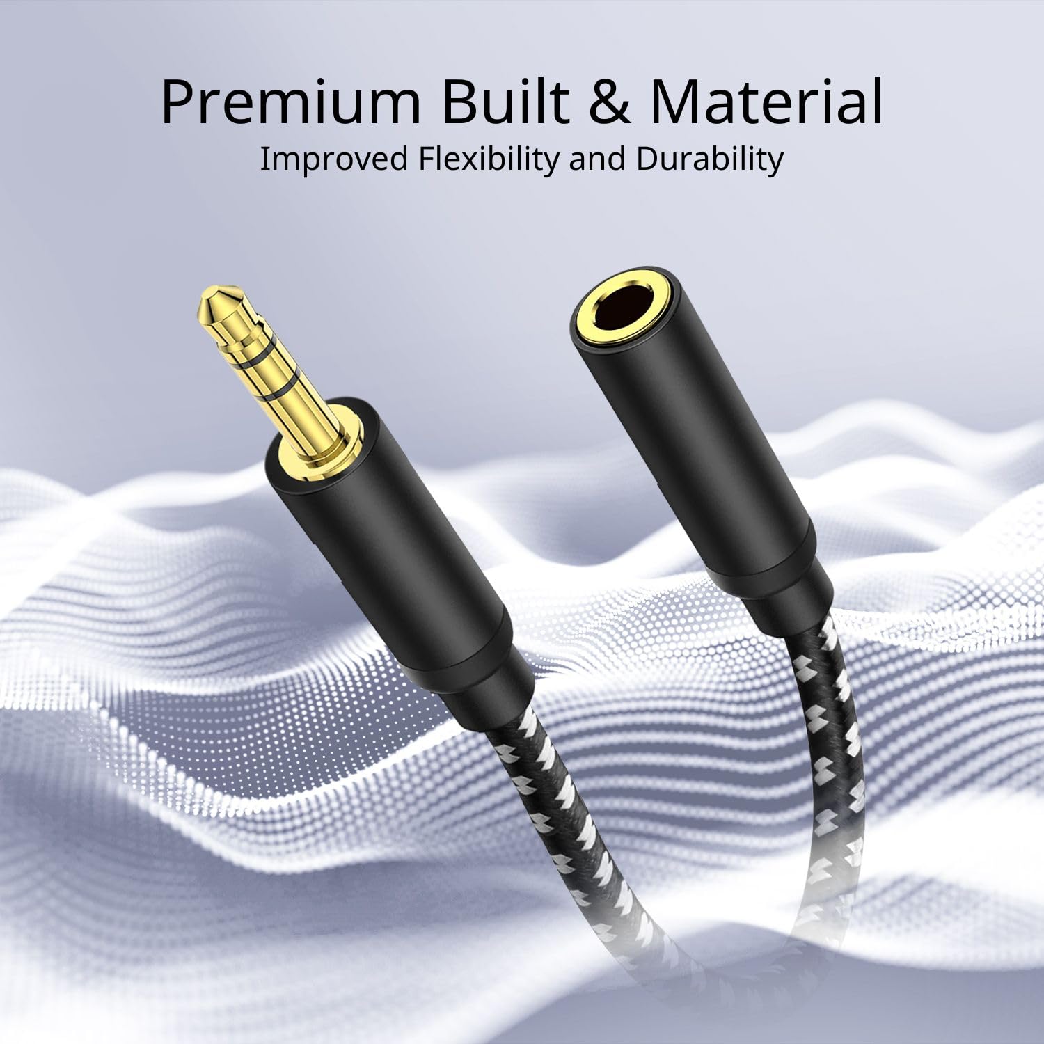 Premium 3.5mm Audio Jack Extension Cable - 6 Inch Male to Female AUX Stereo Headphone Extender Adapter for iPhone, Android, Smartphones, Speakers & Battery Cases | Perfect for Home, Office & Car Audio Setups