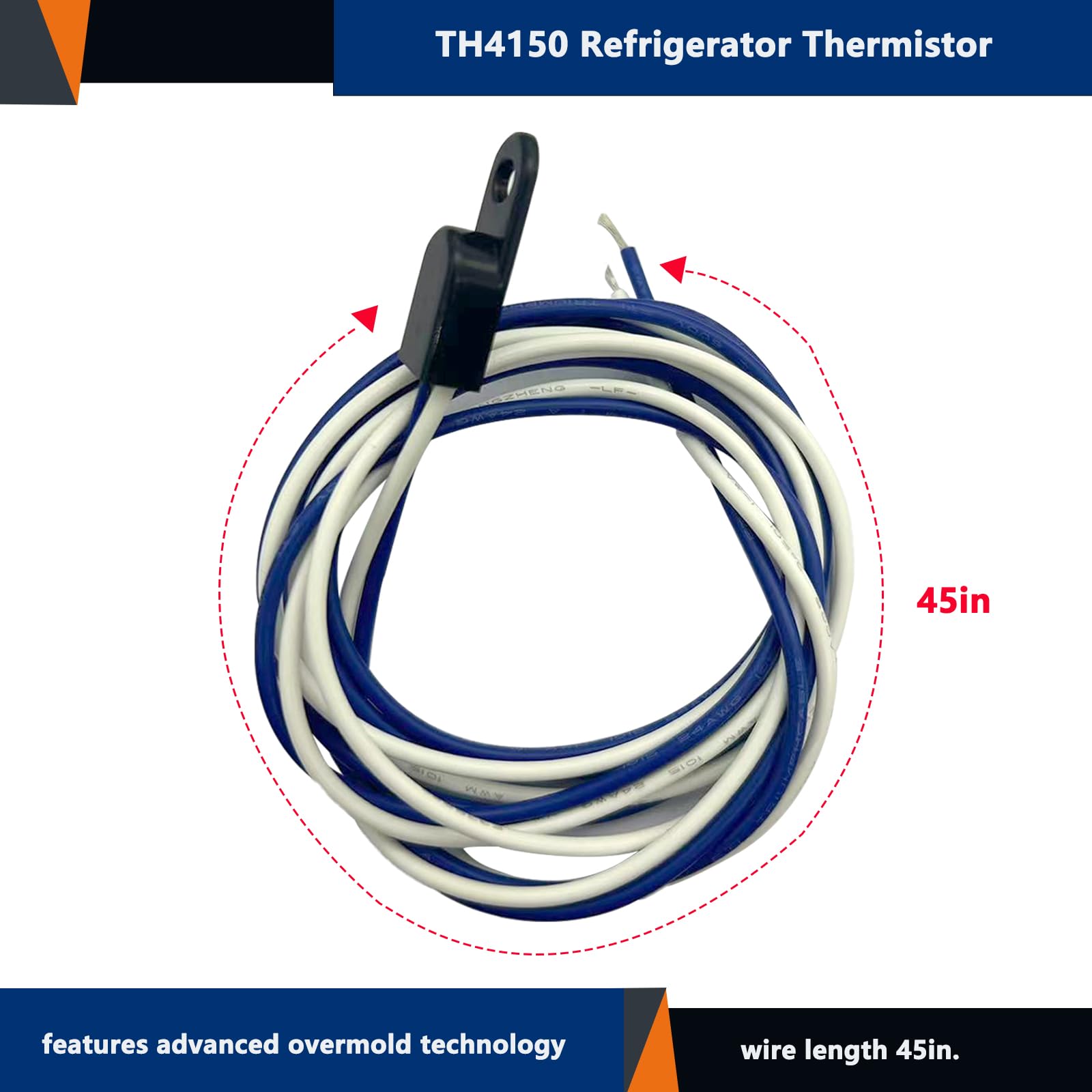 4204150 Refrigerator Thermistor Temperature Sensor Replacement - Compatible with Freezer & Refrigerator Models TH4150, 4204150S, 3014350 | Accurate Temperature Monitoring for Food Safety & Appliance Efficiency