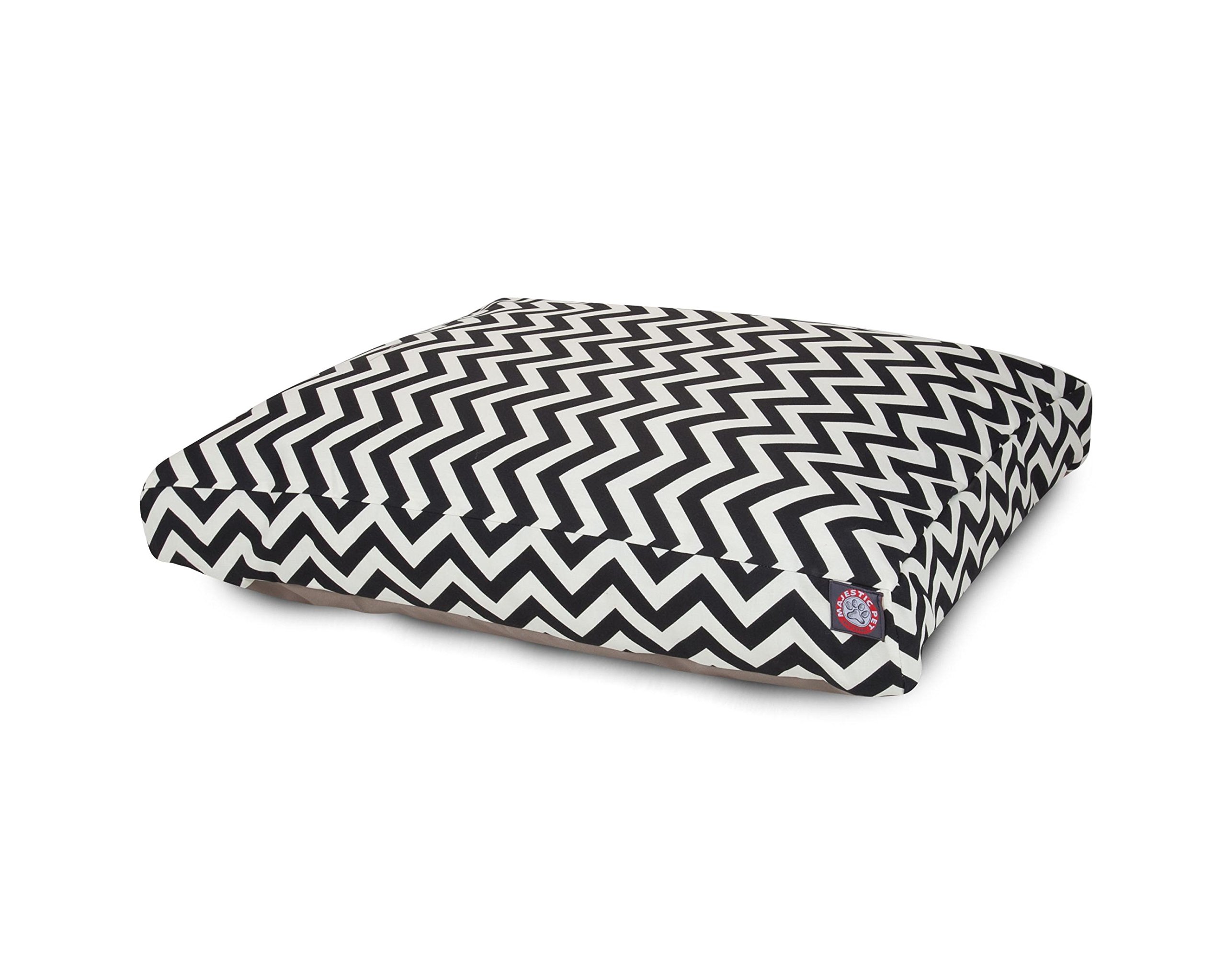 Majestic Pet Chevron Rectangle Washable Dog Bed - Non-Slip Comfortable Pet Crate Bed with Removable Cover - Kennel Sleeping Bed for Small Dogs - Polyester Fiber, Black - Perfect for Crates, Kennels & Home Use