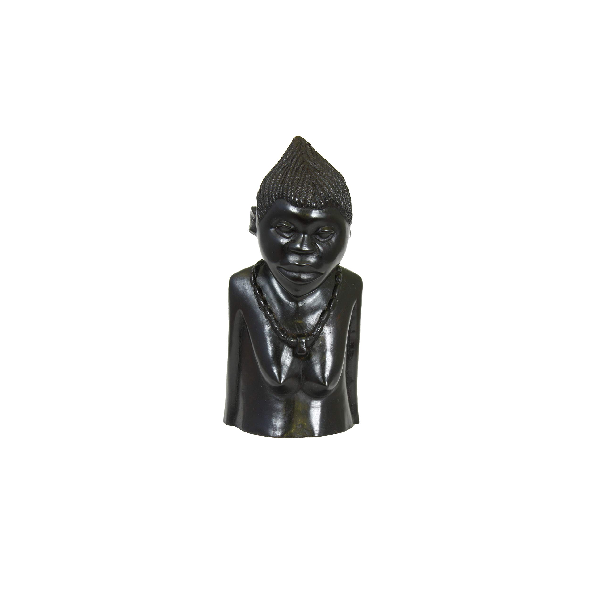 Zawadee Collectible Figurine - Handcrafted Makonde Woman Head Portrait Sculpture - African Tribal Art Decor for Home & Office Display