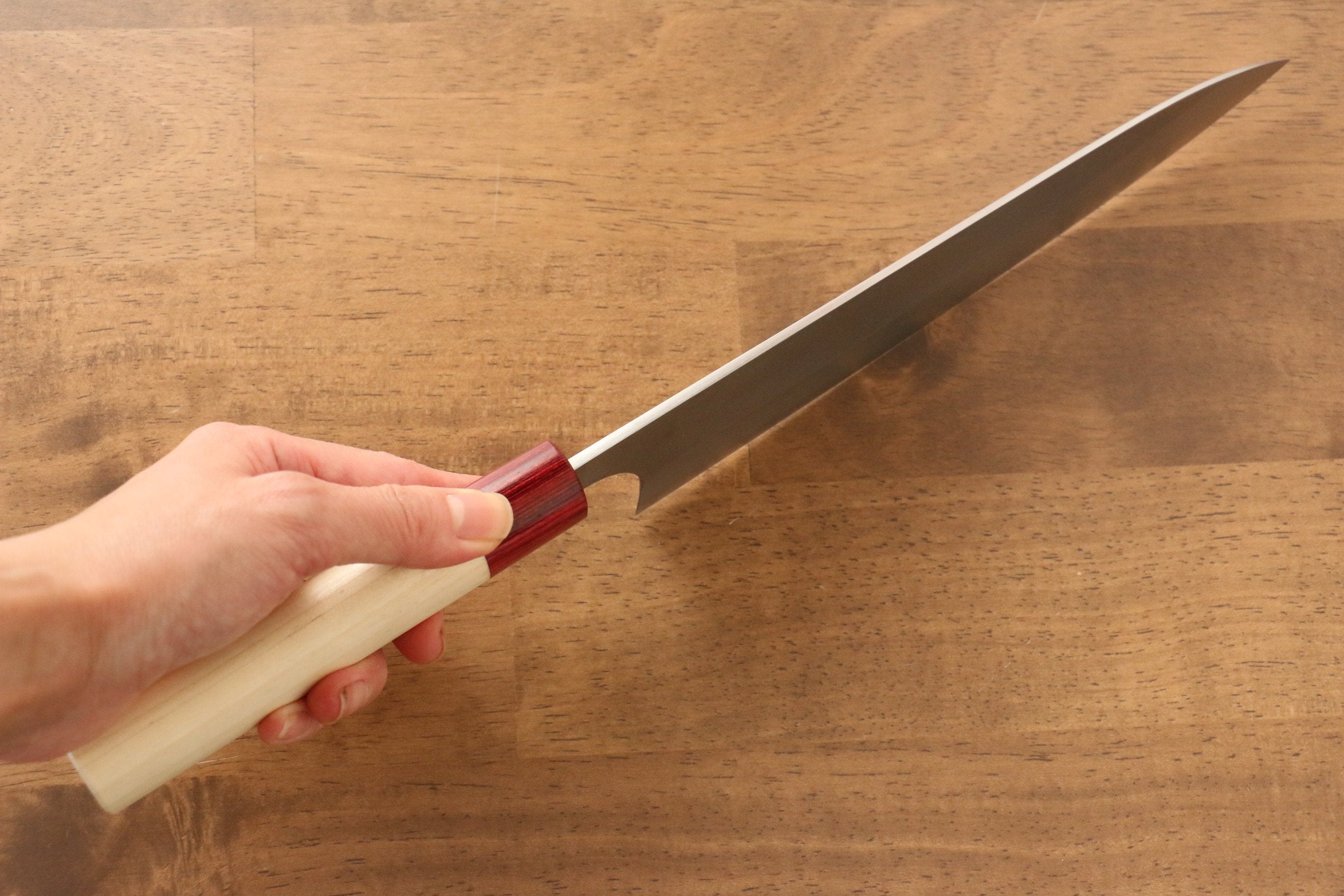Masakage Yuki White Steel No.2 Nashiji Gyuto 210mm Japanese Chef Knife with Magnolia Handle - Perfect for Sushi, Meat Cutting & Professional Kitchen Use