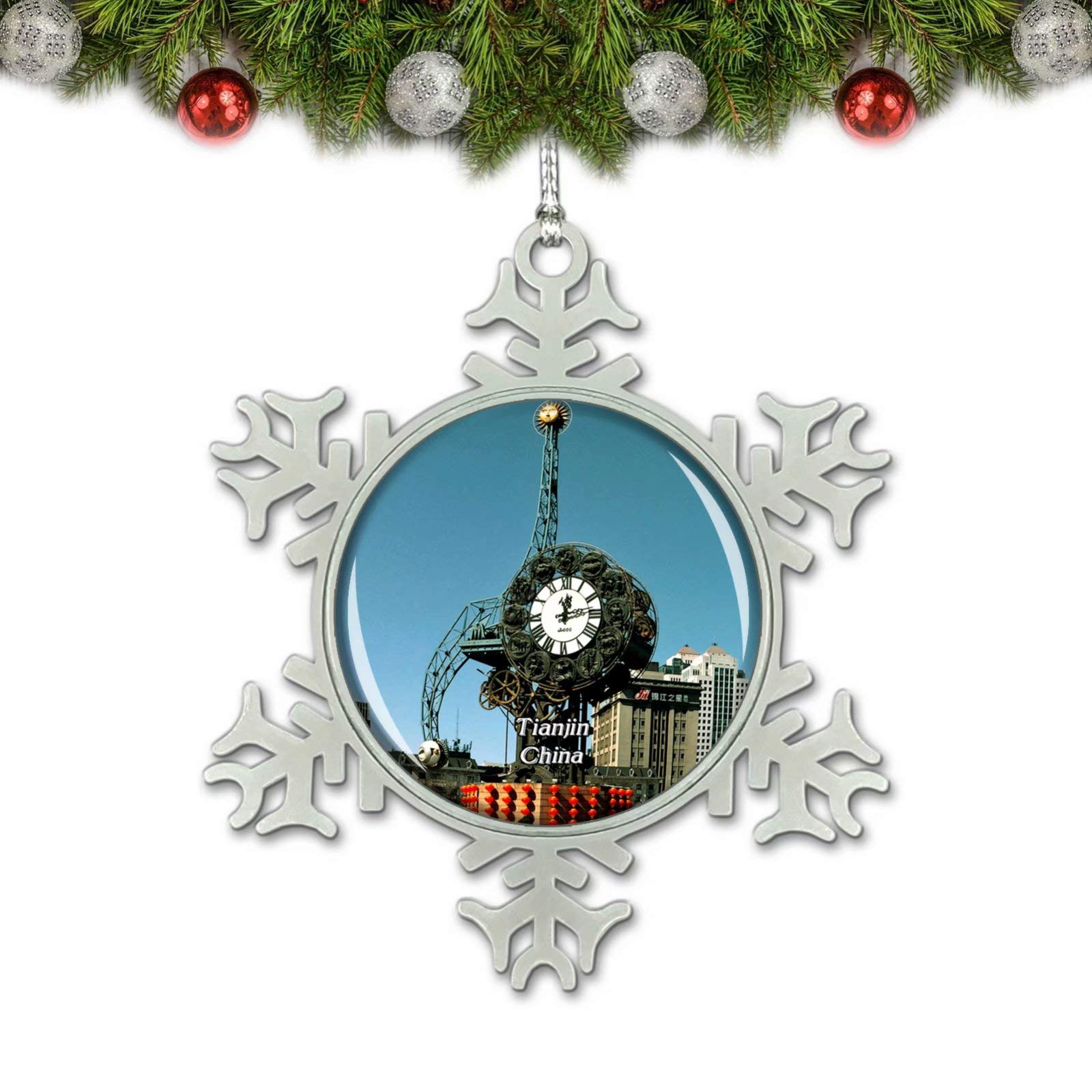 Umsufa Tianjin China Watches Christmas Ornament - Crystal Metal Tree Decoration Souvenir Gift for Holiday Party Decor & Home Festive Display