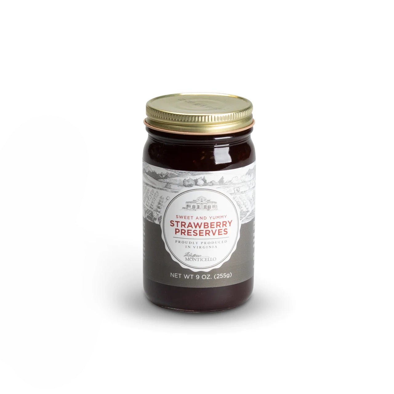 Monticello Premium Strawberry Preserves - All Natural, No Preservatives - Perfect for Toast, Pancakes & Desserts