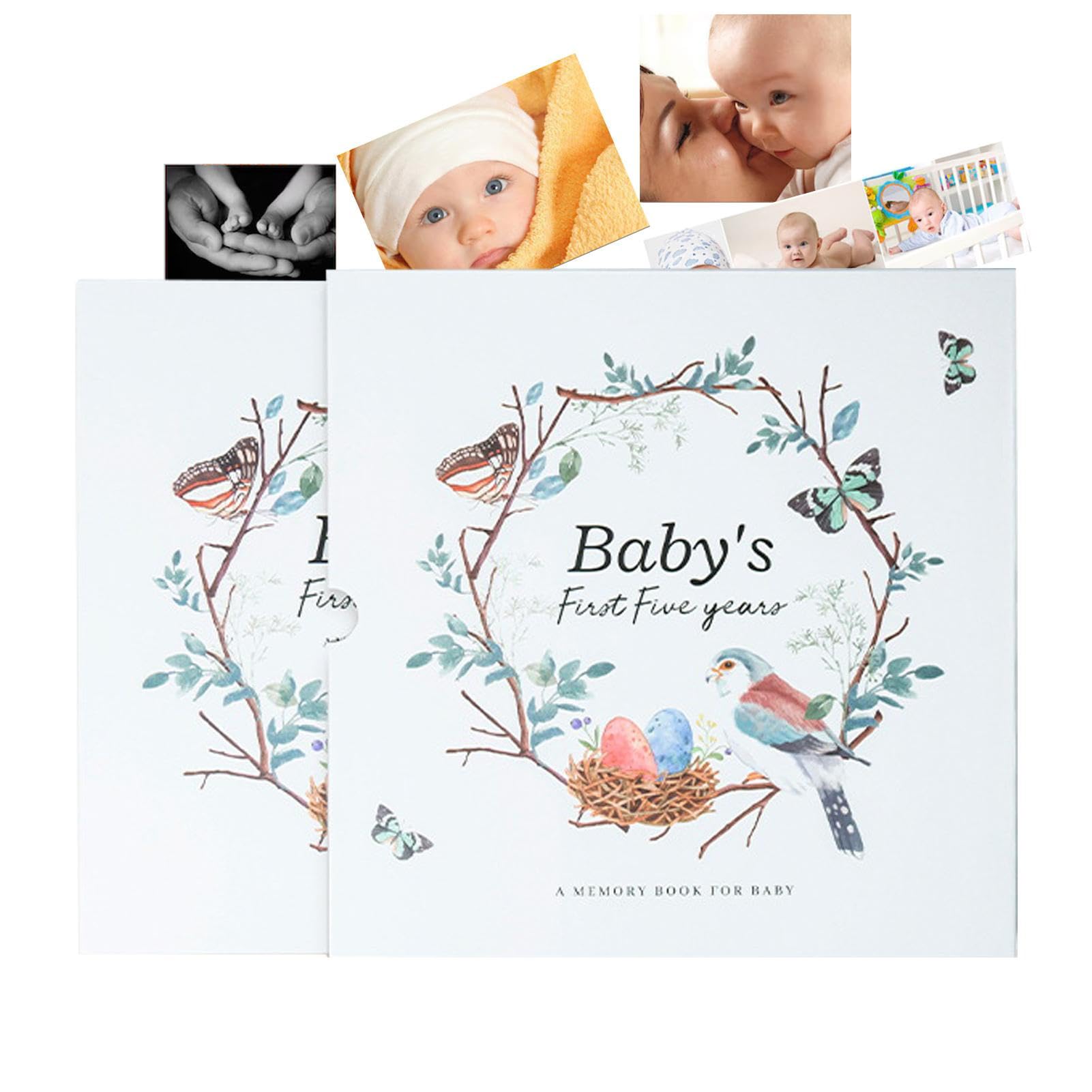 Baby Milestone Book & Scrapbook - Gender Neutral Photo Album for First 5 Years | New Parent Baby Journal, Childhood Memory Book | Perfect for Baby Showers, 1st Birthday Gifts & Family Keepsakes