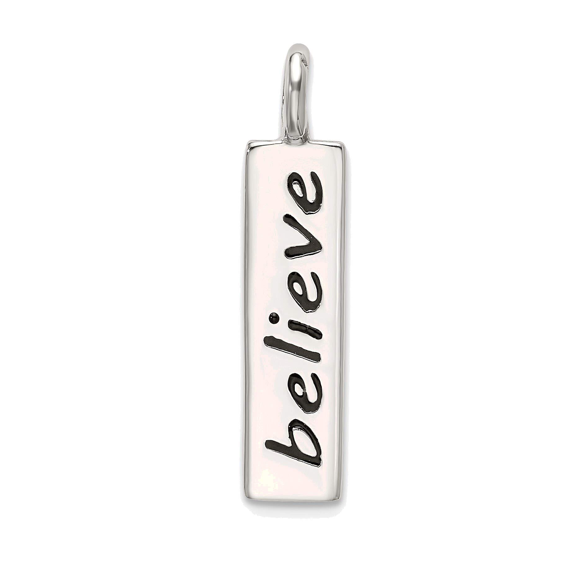Sterling Silver Enamel Believe Pendant - Elegant Jewelry for Gifts & Daily Wear