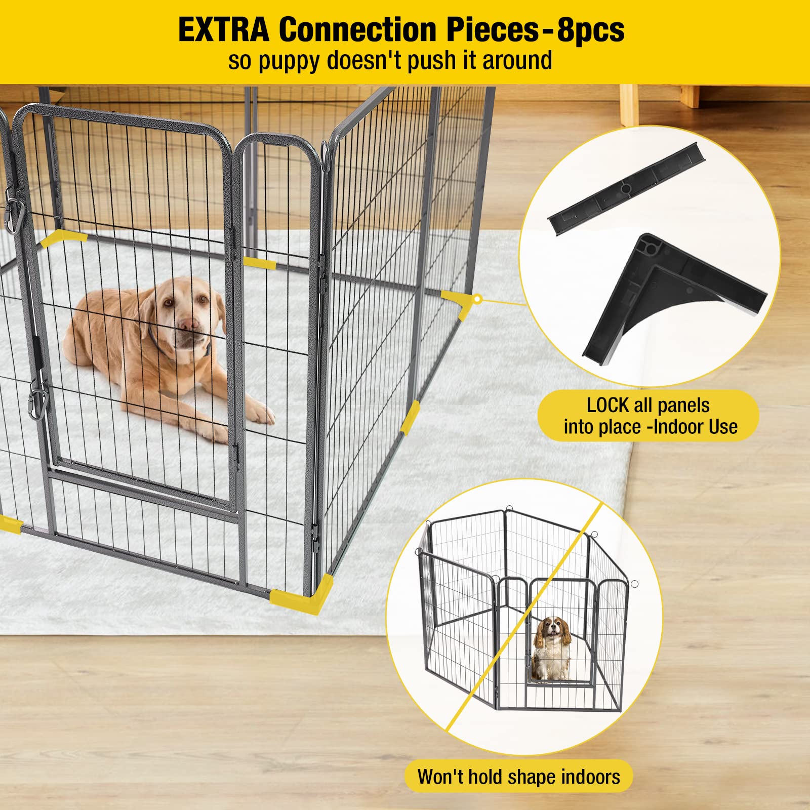 Foldable Metal Dog Exercise Pen with Door - 31