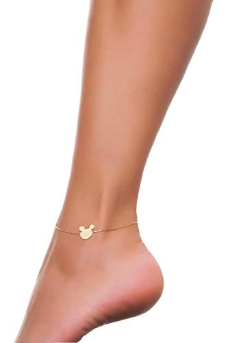 14K Solid Gold Anklet - Dainty Yellow Rose & White Gold Ankle Bracelet for Women | Perfect Valentines Day Gift, Birthday Present, Graduation Jewelry | Everyday Wear, Date Night, Special Occasions