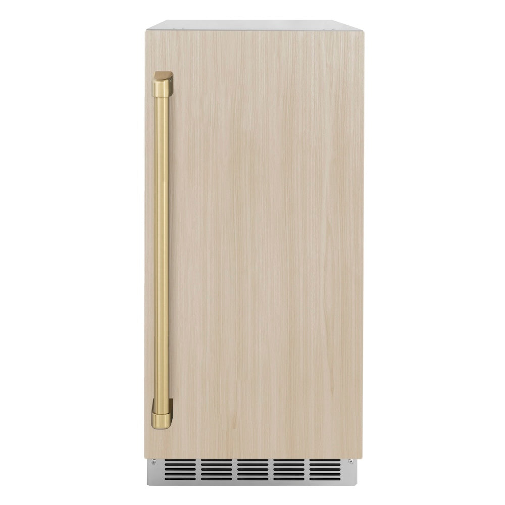 ZLINE Autograph Edition 15 Inch Built-In Ice Maker with Drain Pump - Panel Ready Door & Champagne Bronze Handle - Commercial Grade Under Counter Ice Machine for Home Bar, Kitchen, or Office (IGMDPZ 15 CB)