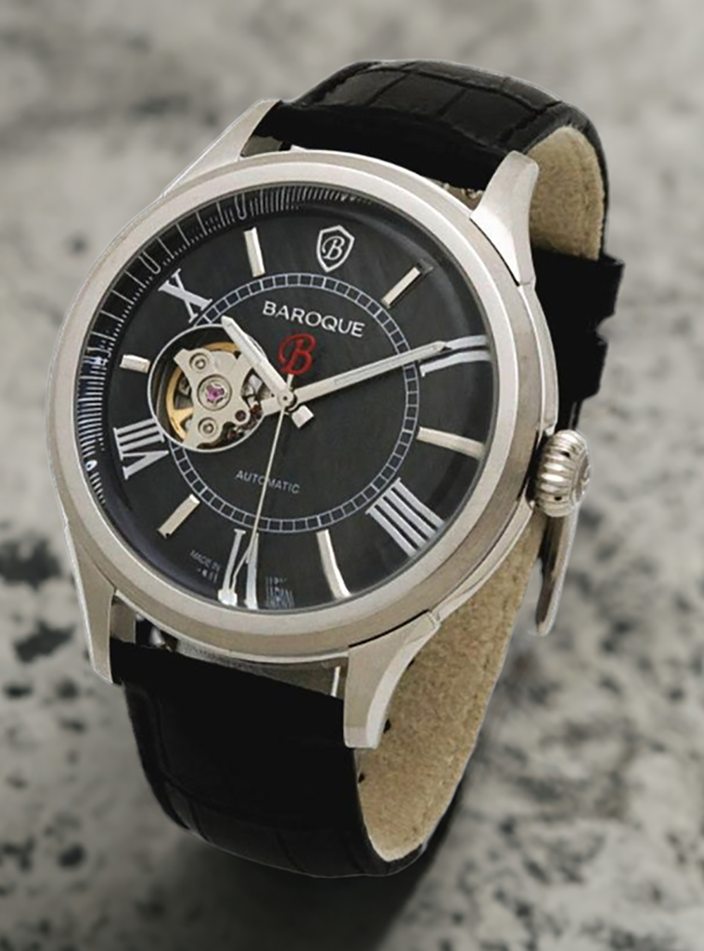 Baroque BA3004S 60BK Japanese-Made Luxury Watch for Men - Elegant Dress Watch for Business, Formal Events & Special Occasions