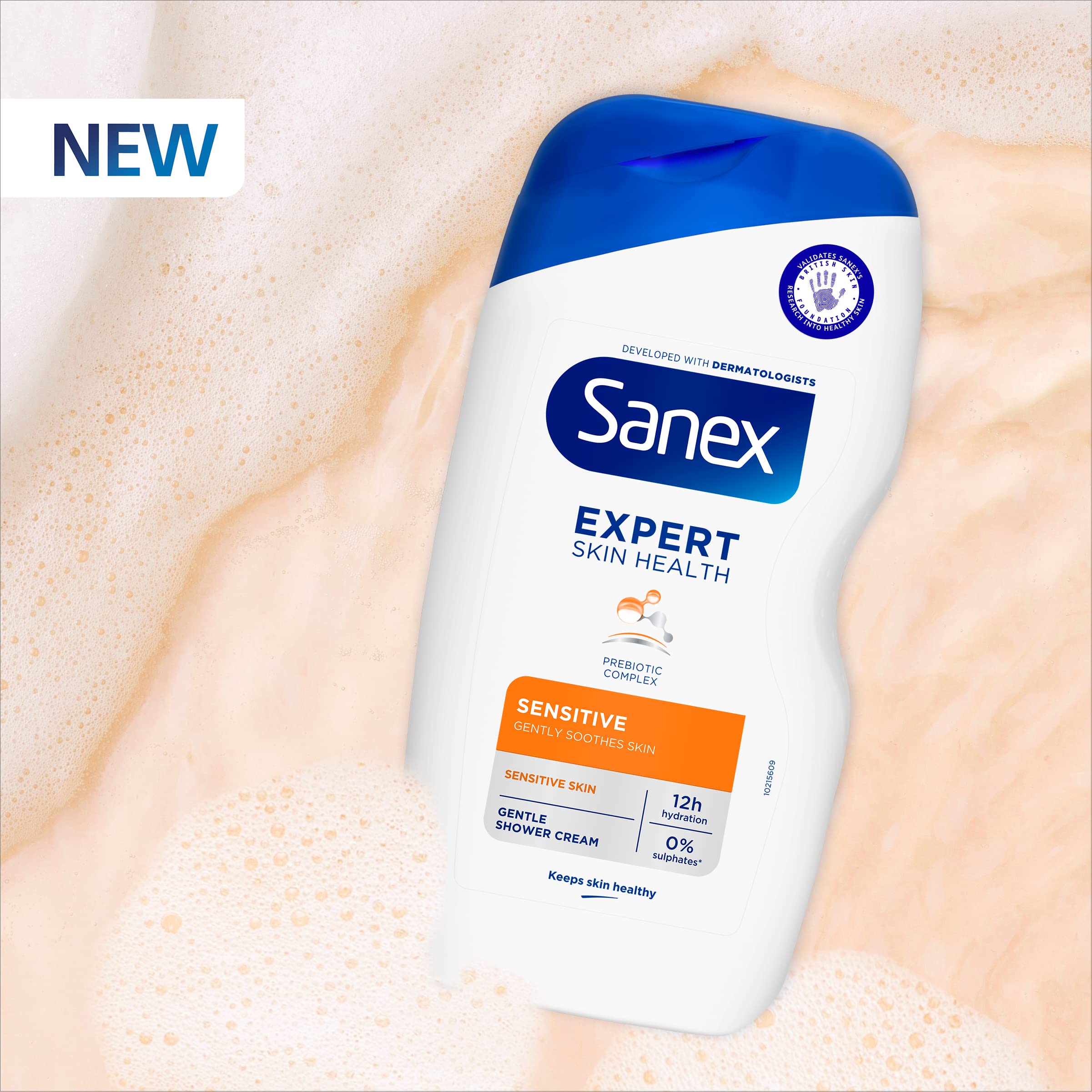 Sanex Expert Skin Health Sensitive Shower Gel 570ml | Sulfate-Free Body Wash for Dry & Sensitive Skin | Prebiotic & Postbiotic Complex | Dermatologist Tested | Gentle Cleansing with Skin-Friendly Fragrance | Perfect for Daily Shower & Post-Workout Care