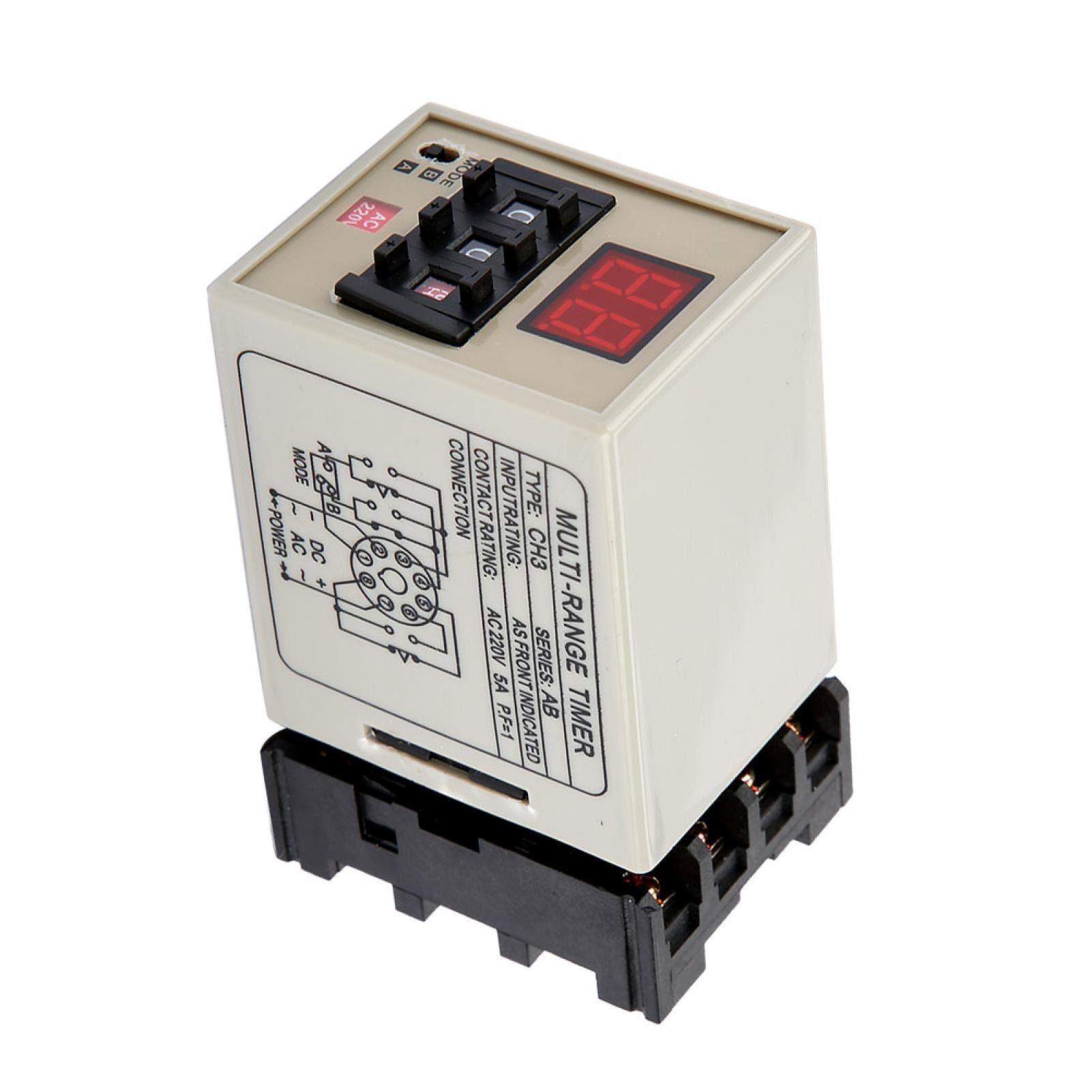 Digital Delay Timer Relay AH3-DM - Dual Mode 0.01S-99H with LED Display | 12V/24V/110V/220V/380V (DC 12V & AC 220V) | Perfect for Industrial Automation, HVAC Systems & Electrical Control Panels