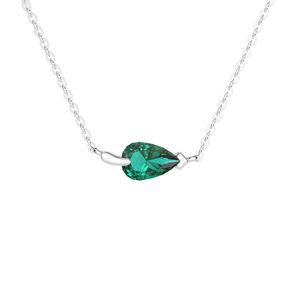1CT Pear Lab Grown Emerald Leaf Necklace - Elegant Green Gemstone Jewelry for Women, Perfect for Weddings, Parties & Special Occasions