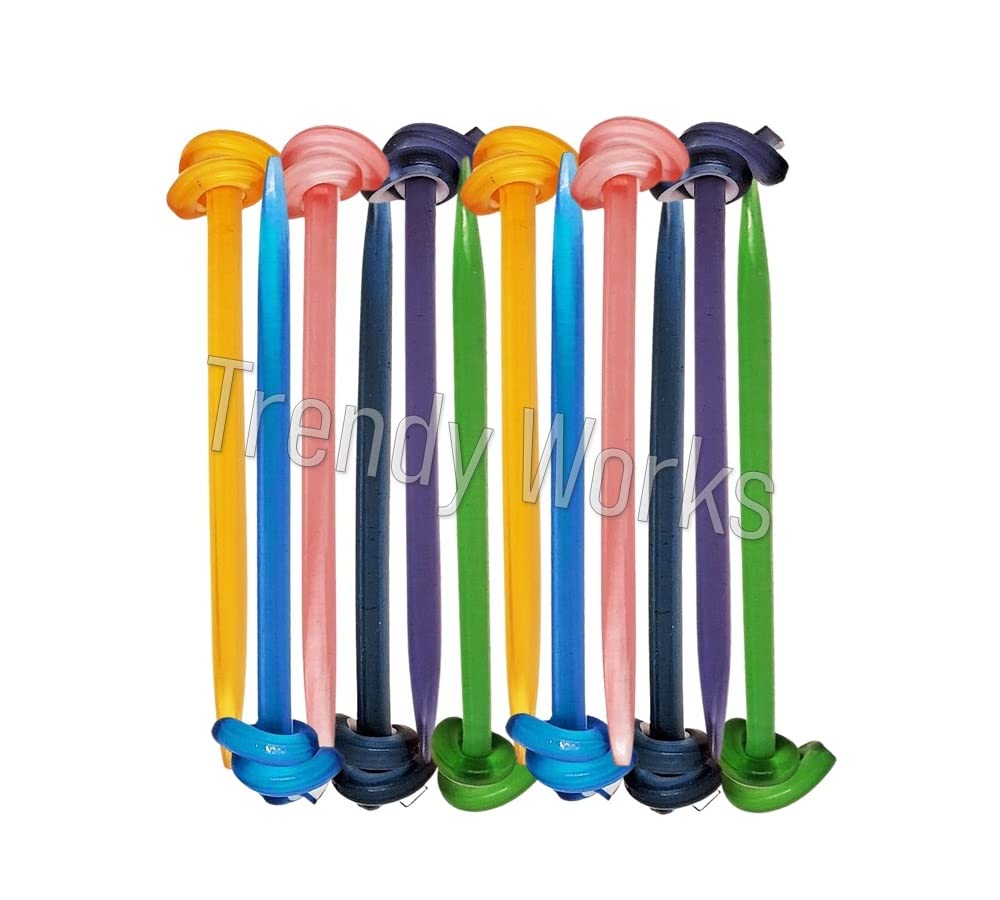 Trendy Works 12-Pack Small Juda Sticks - Handmade Plastic Hair Bun Pins for Women & Girls (8cm, Multicolor) - Perfect for Updos, Braids & Wedding Hairstyles