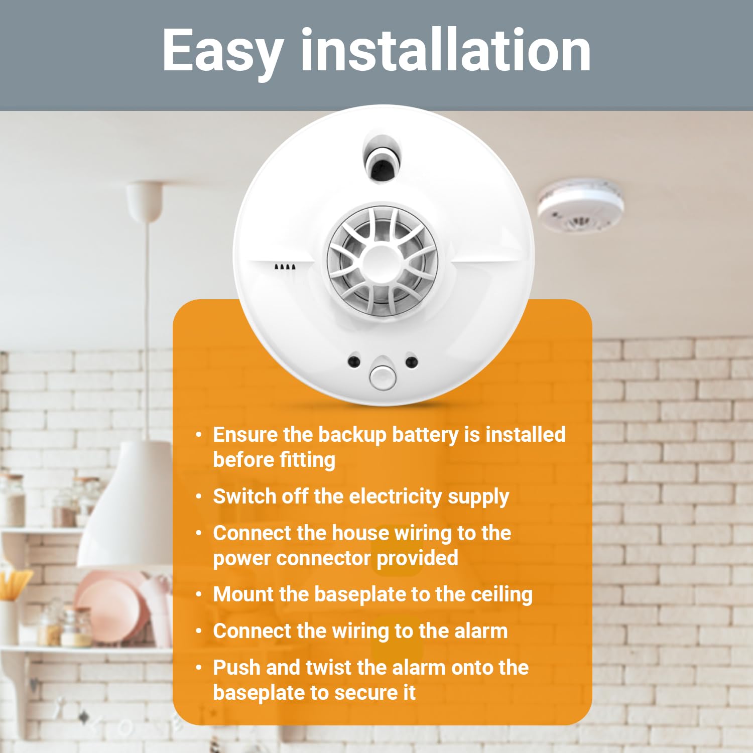 Fireangel HW1-R Heat Alarm with Loud Audible Alert - Ideal for Home, Kitchen & Garage Fire Safety