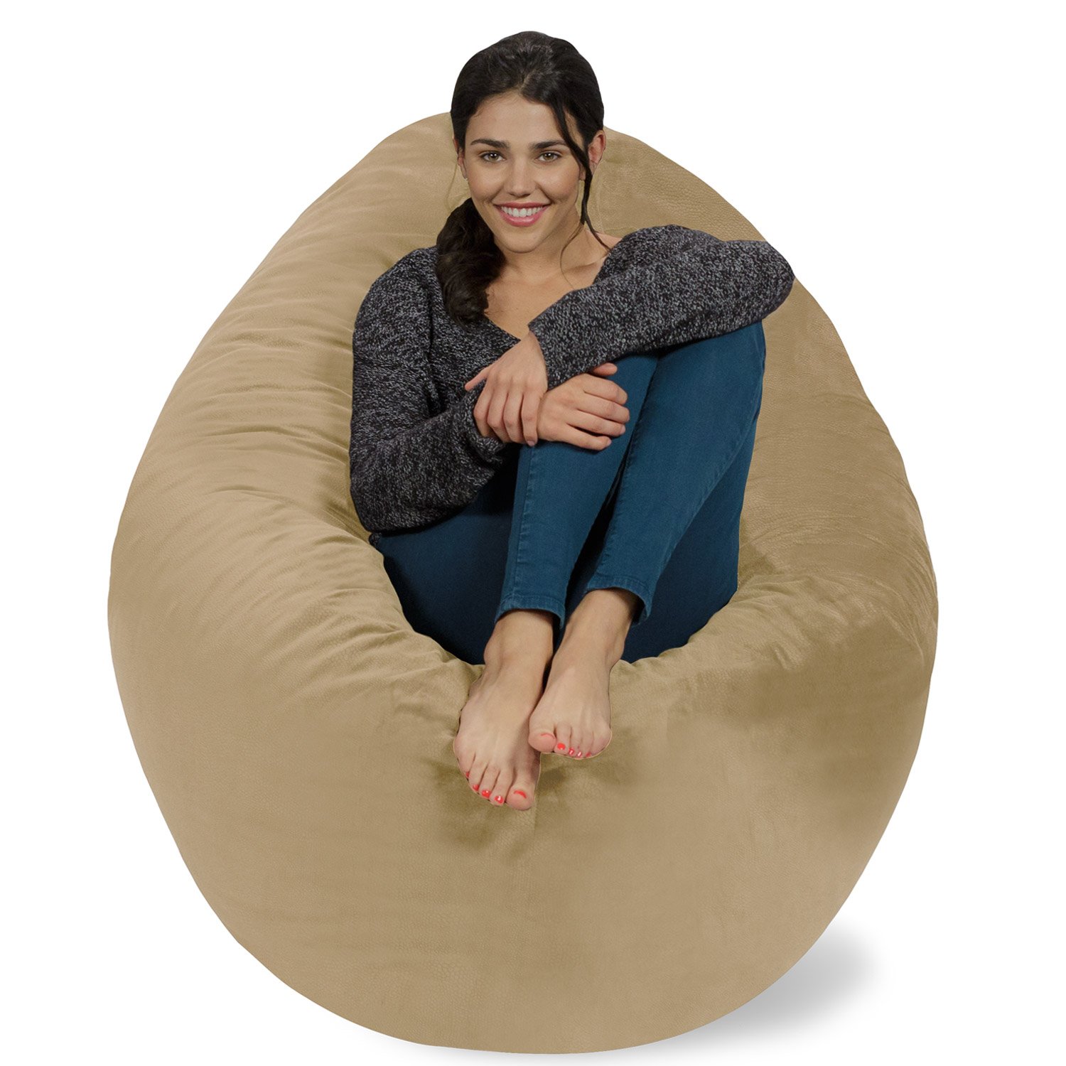 Chill Sack Giant Memory Foam Bean Bag Chair - Ultra Soft Microfiber Cover in Tan Pebble | Perfect for Living Rooms, Game Rooms & Dorm Lounging