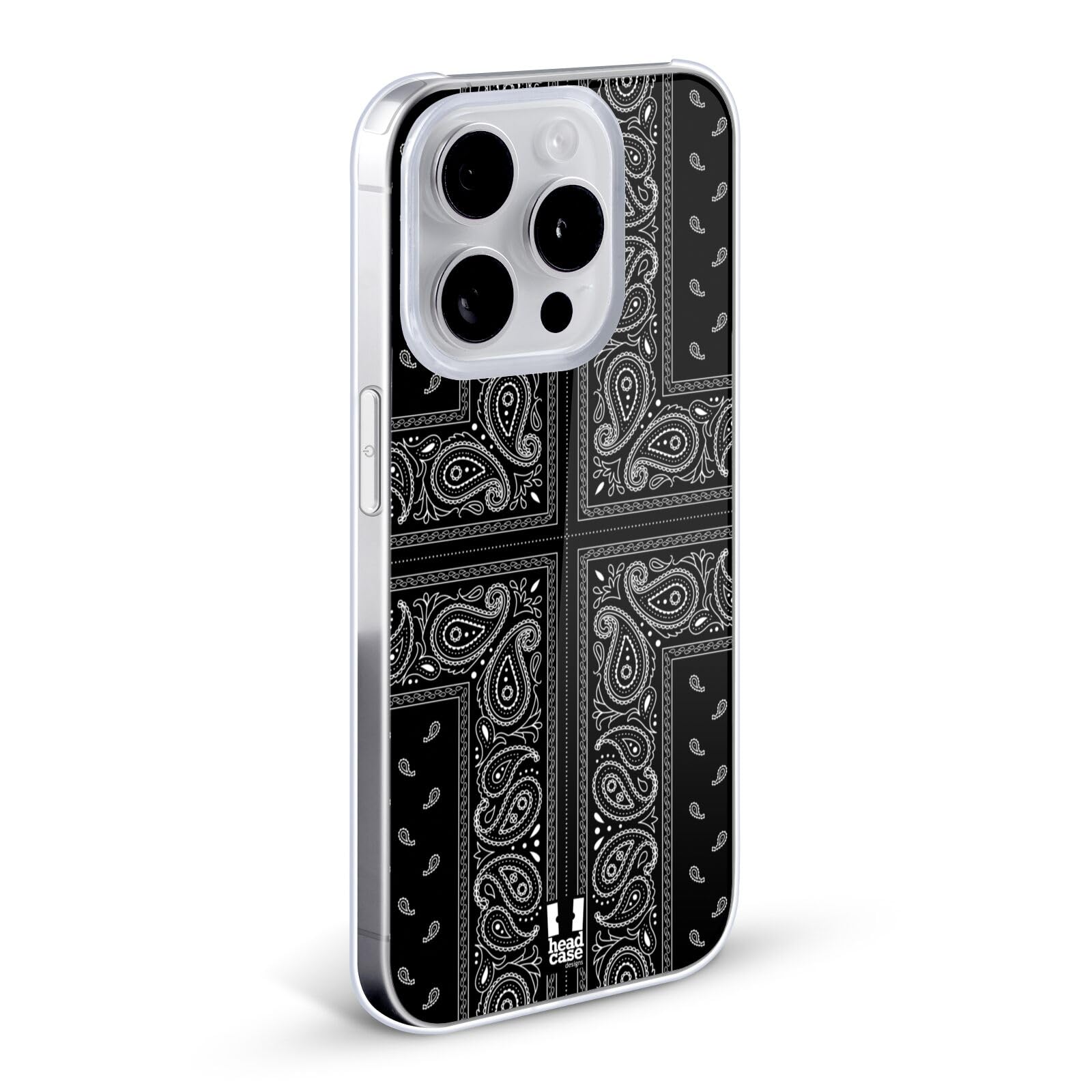Head Case Designs Cross Black Classic Paisley Bandana Hard Back Case for Apple iPhone 12 Pro Max - Stylish Protection for Everyday Use, Travel & Outdoor Activities