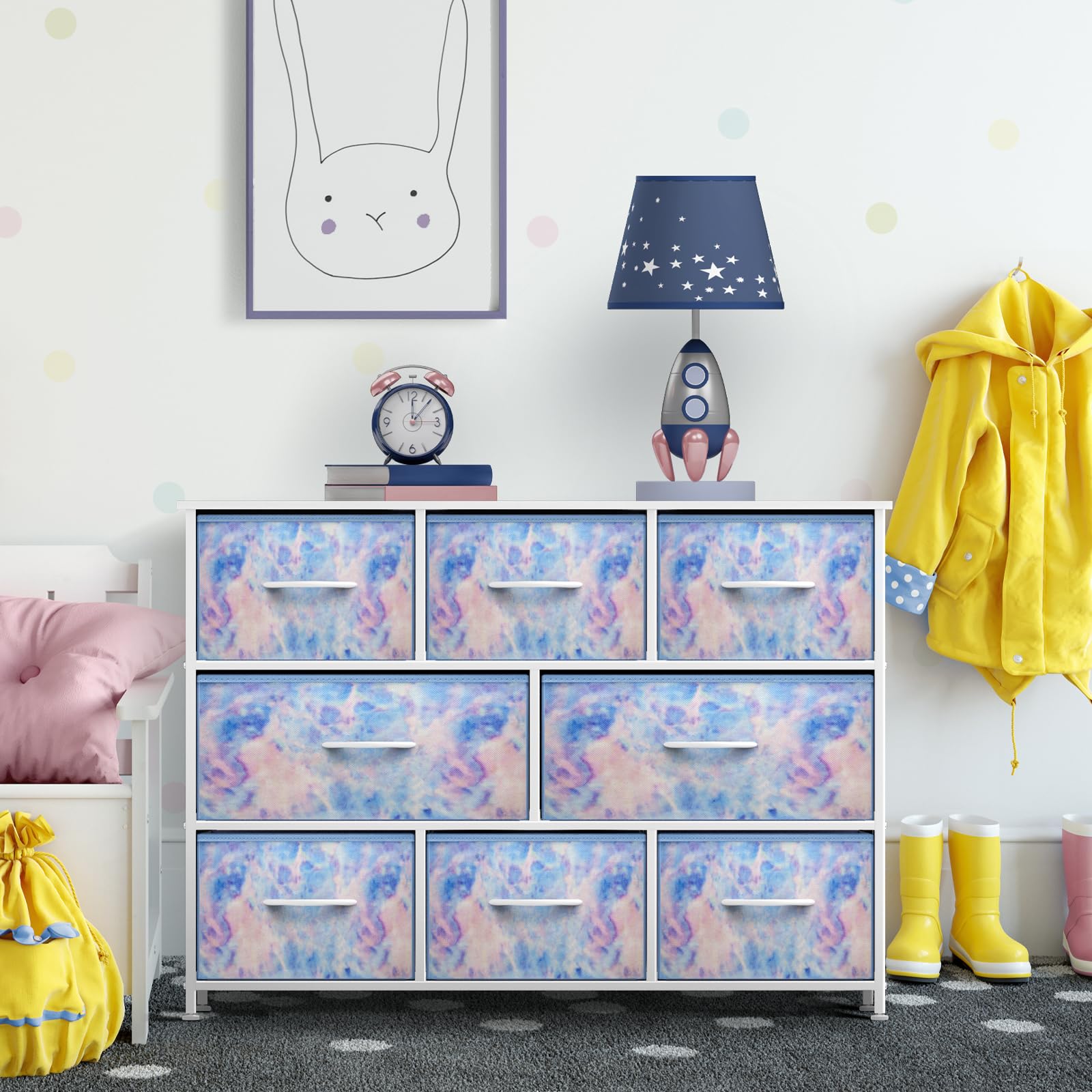 Sorbus 8-Drawer Kids Dresser with Steel Frame & Wood Top - Fabric Bin Storage Organizer for Clothes, Toys & Nursery Essentials - Perfect for Bedroom, Hallway, Kids Room & Closet Organization