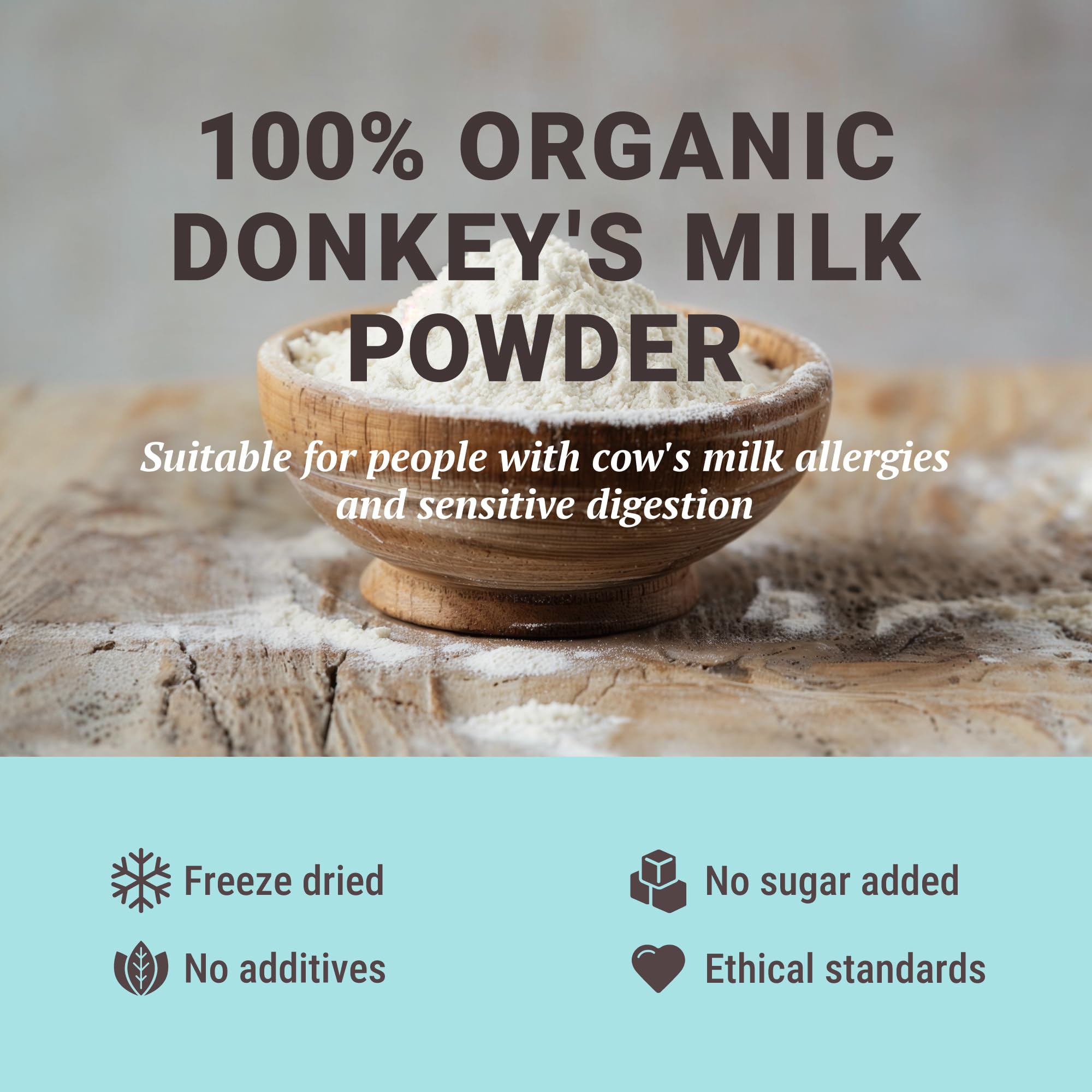 Premium Organic Donkey Milk Powder 180g - 100% Natural, No Added Sugar, Rich in Vitamins & Minerals | Immune Support, Freeze-Dried, Preservative-Free | Perfect for Coffee, Smoothies & Baking
