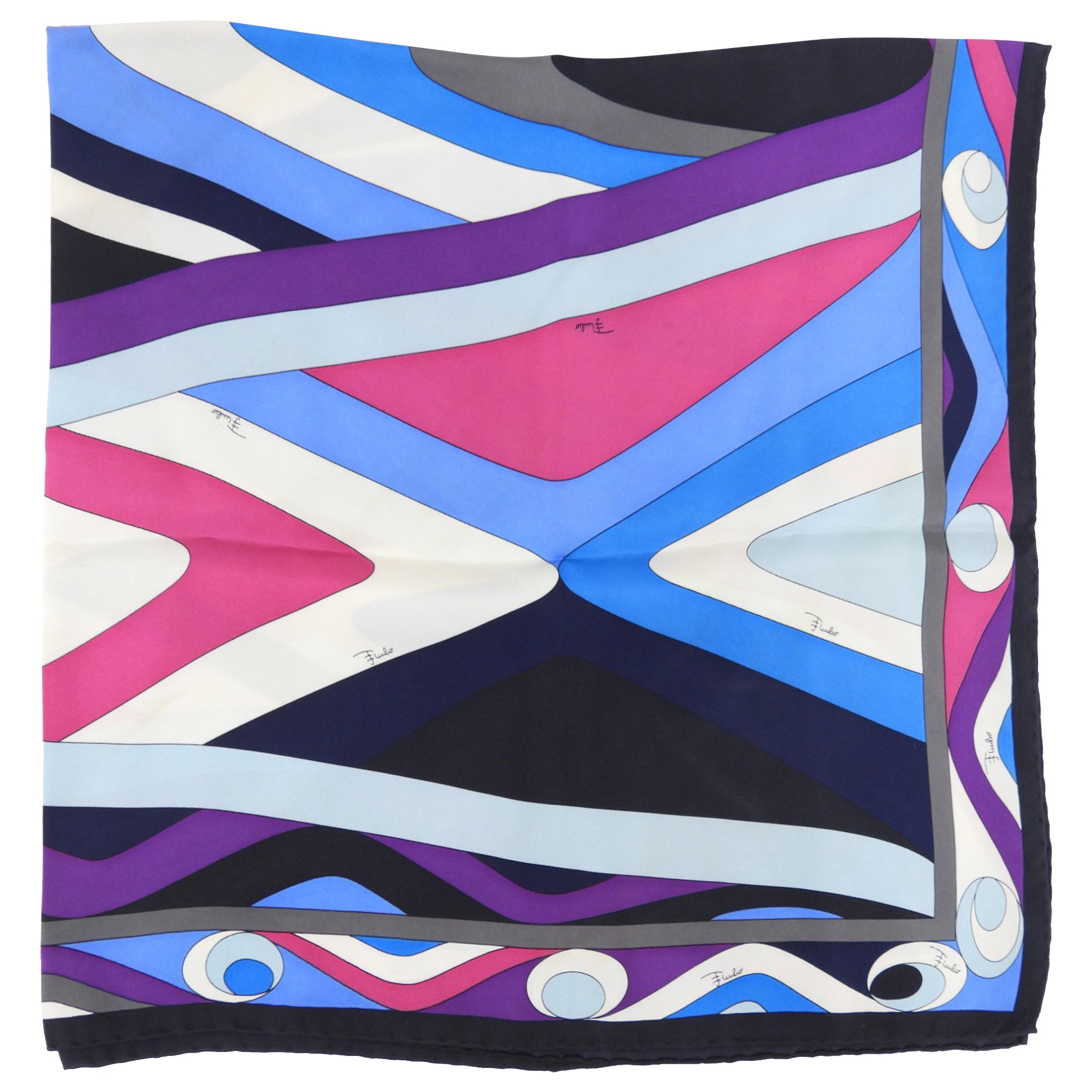 Emilio Pucci Blue and Pink Silk Twill Square Scarf 90cm - Luxury Fashion Accessory for Women, Perfect for Gift, Travel & Special Occasions