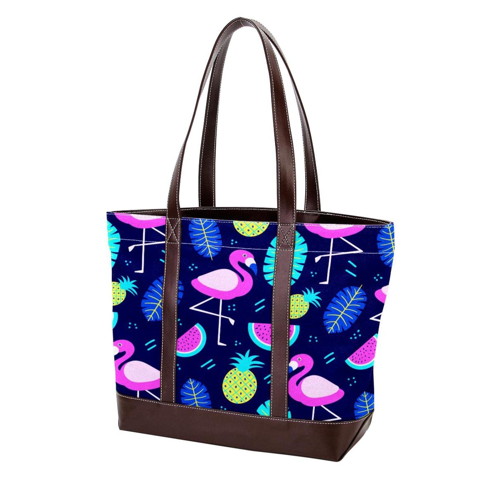Stylish Unicorn Print Large Tote Bag for Women - Premium Leather & Canvas Shoulder Bag with Top Handle - Perfect for Work, Travel & Shopping (Hobo Satchel Purse)