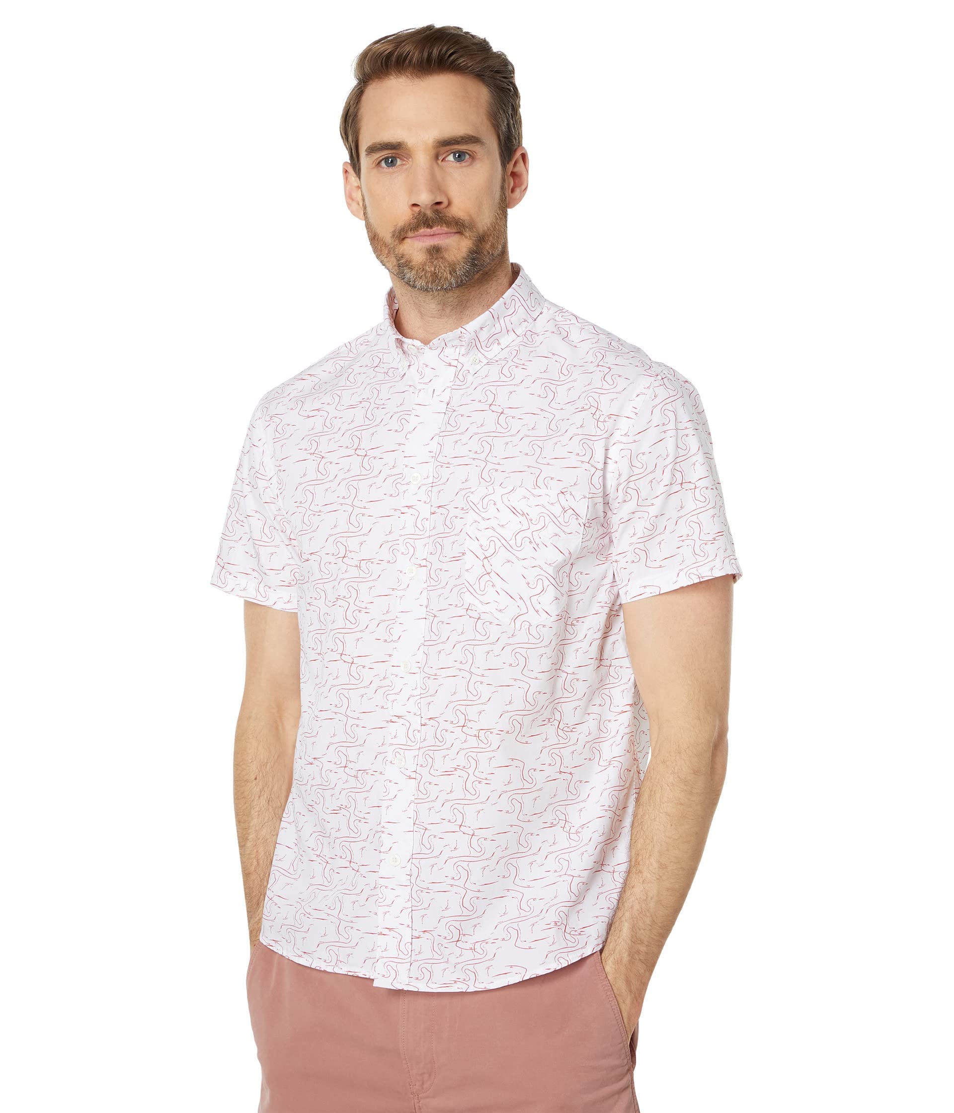 Billy Reid Men's Short Sleeve Tuscumbia Shirt - Casual Button Down Shirt for Summer, Travel & Outdoor Activities | Lightweight Breathable Cotton Blend