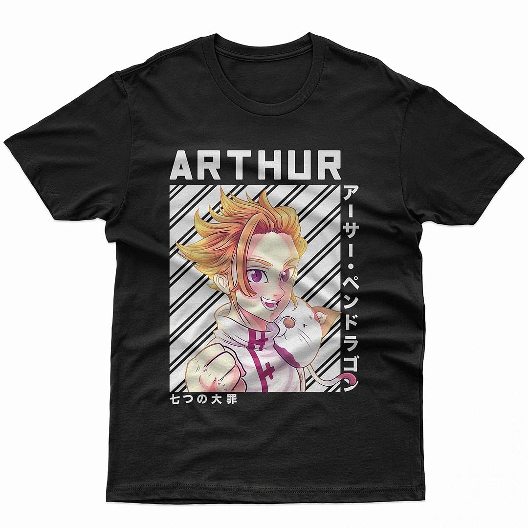 MISOTO68 Arthur-Pendragon The Seven Deadly Sins Anime T-Shirt | Nanatsu no Taizai Manga Graphic Tee | Short Sleeve Cotton Shirt for Men, Women & Kids | Casual Wear, Cosplay & Anime Convention Outfit