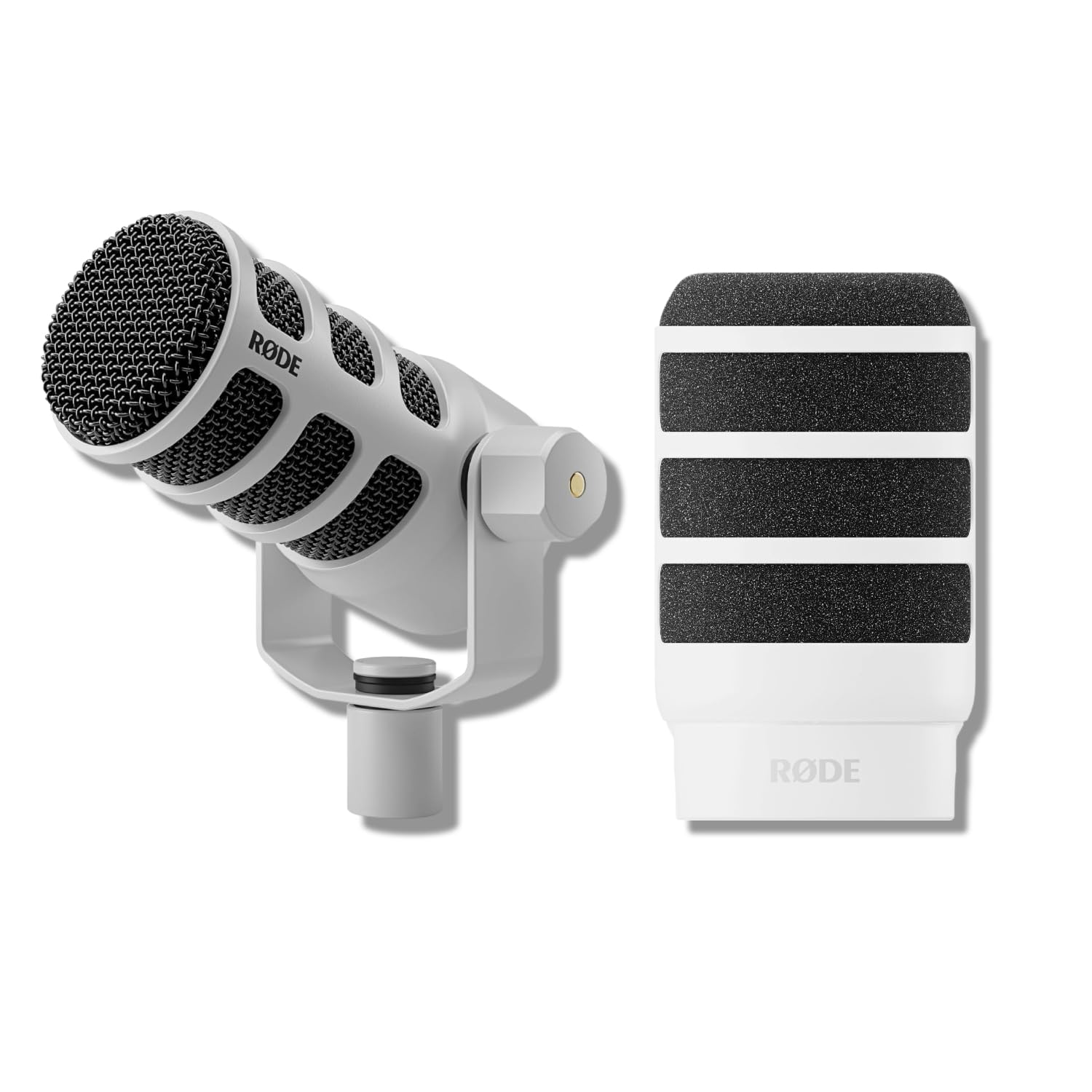 Rode PodMic (White) - Professional Cardioid Dynamic Broadcast Microphone with WS14 Pop Filter - Ideal for Podcasting, Streaming & Voice Recording - White