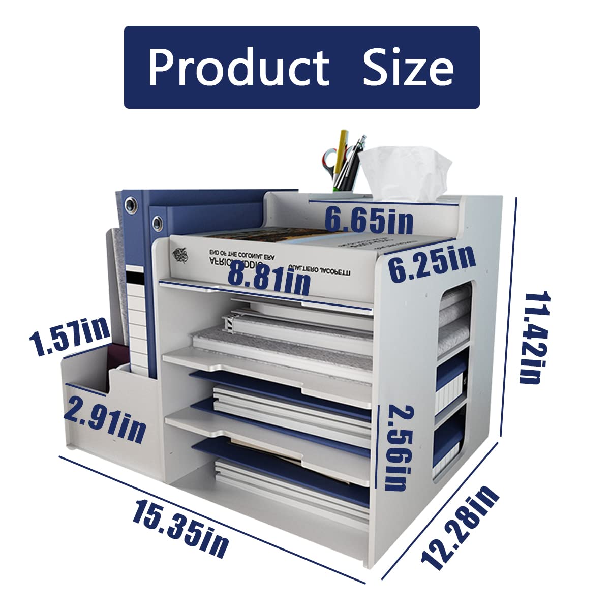 White Desk Organizer Set with File Holder & Pen Holder - Office & Home Workspace Organization Solution for Paper, Supplies & Stationery - Perfect for Clutter-Free Desks in Home Offices, Study Rooms & Workstations