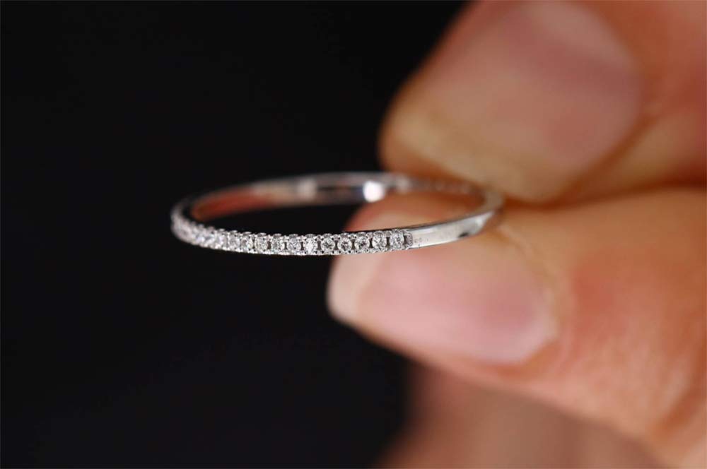 14K Rose Gold Plated Silver CZ Simulated Diamond Stackable Ring for Women - Size 5-10, Elegant Eternity Band Jewelry Gift for Anniversary, Wedding, Valentine's Day (Rose Gold, Size 6)