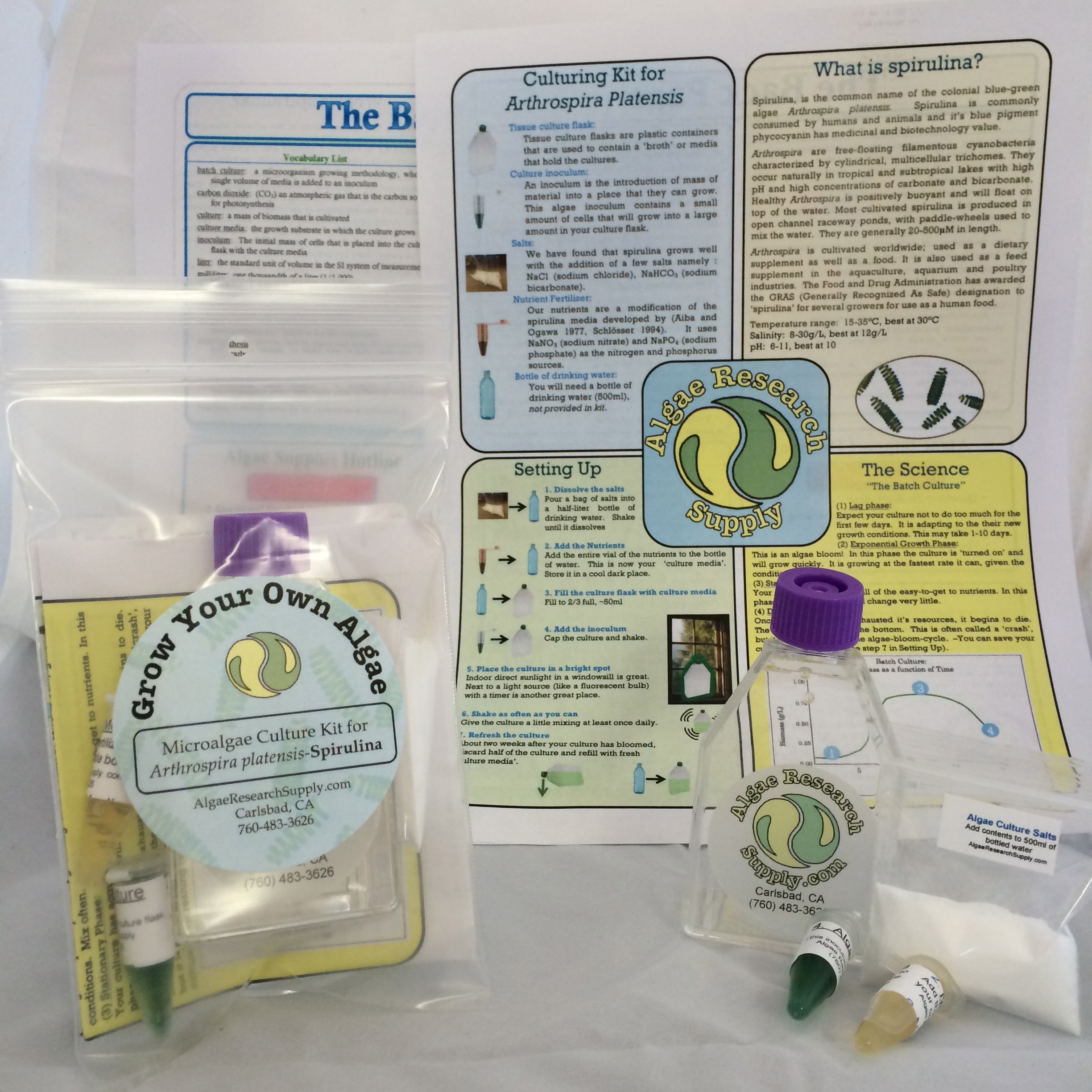 Organic Spirulina Algae Culture Kit - Grow Your Own Superfood at Home | Perfect for Science Fairs, Classroom Experiments & STEM Projects | Great for Health Enthusiasts & Educational Activities