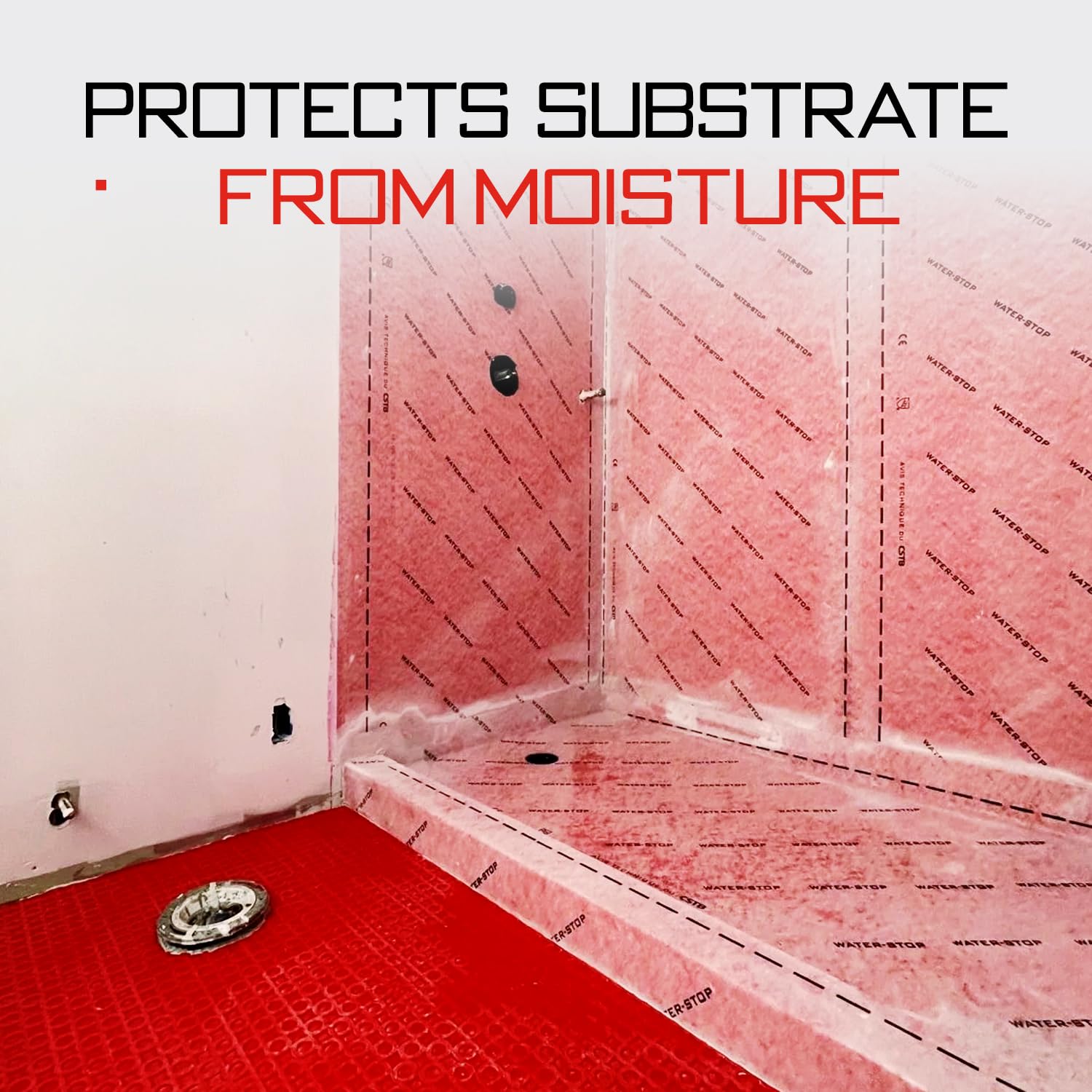 GURU USA Waterproof Shower Membrane Roll - 1 x 10m (108 ft²) Bathroom Waterproofing Tape for Walls, Tiles & Floors | Crack Isolation & Water Blocker | Ideal for Bathroom Renovation, Wet Room Installation & Leak Prevention