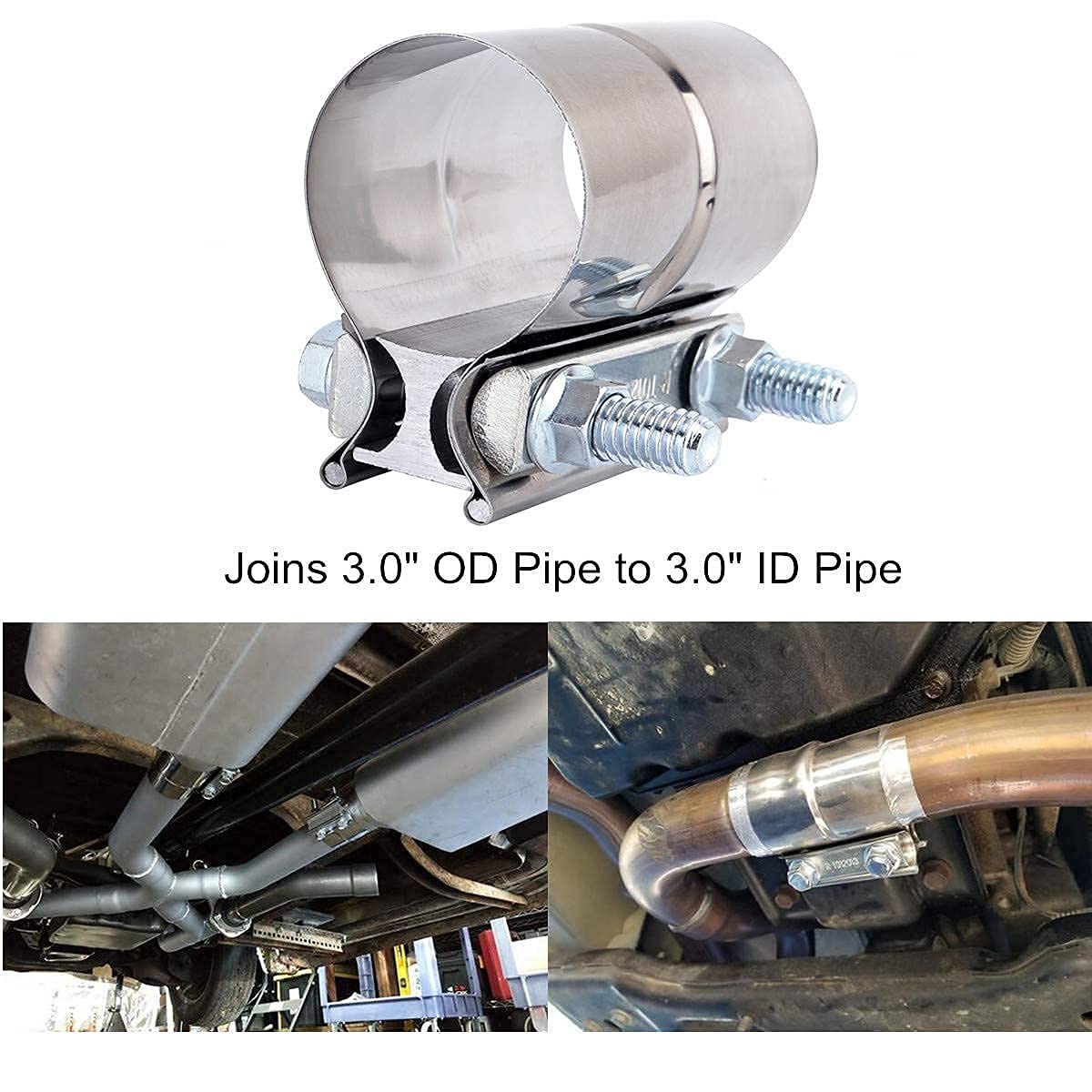 EVIL ENERGY 3.0 Inch Stainless Steel Exhaust Band Clamp Kit - Butt Joint & Lap Joint Clamps for Automotive, Motorcycle, Truck Exhaust Systems - High Performance Exhaust Repair & Upgrade Solution