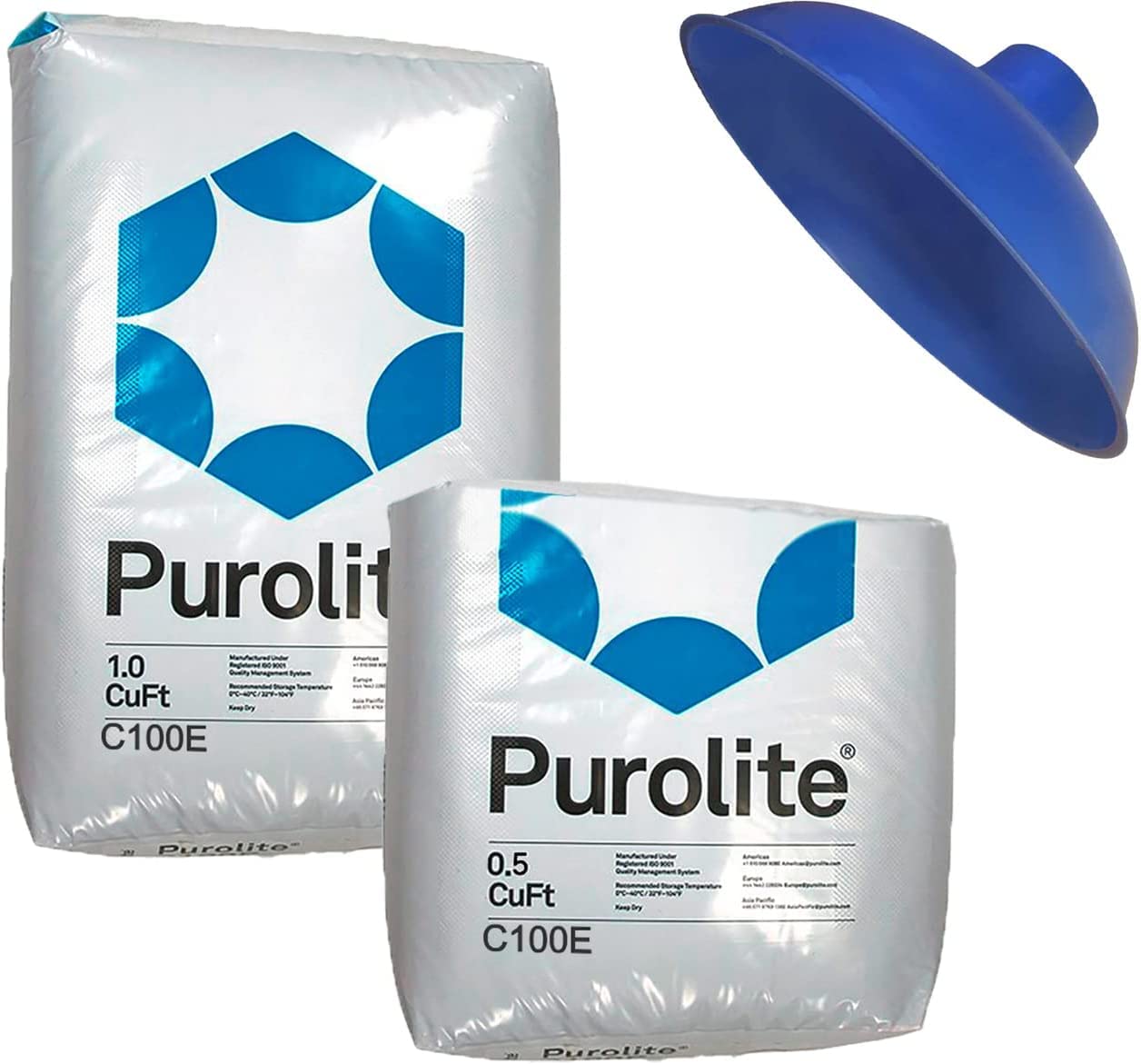 Purolite C100E 1.5 Cubic Feet 48,000 Grain Water Softener Replacement Resin - Premium Ion Exchange Resin for Hard Water Treatment with Free Funnel - Perfect for Home Water Softener Systems, Industrial Use & Commercial Applications