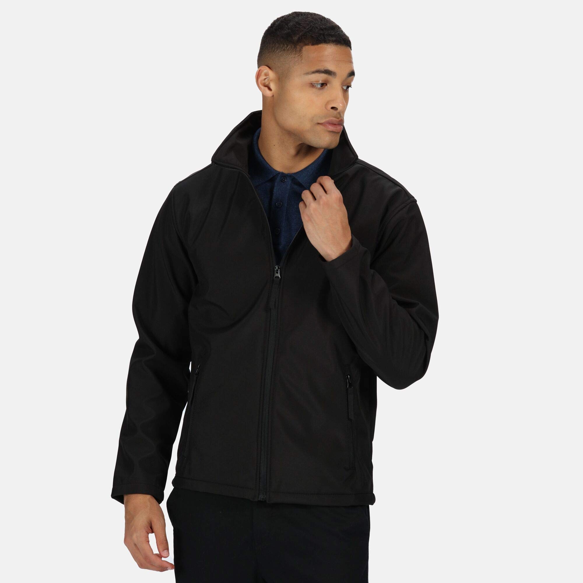 Men's Classic 3-Layer Waterproof Breathable Softshell Jacket - Navy Blue, Size M (Chest 40