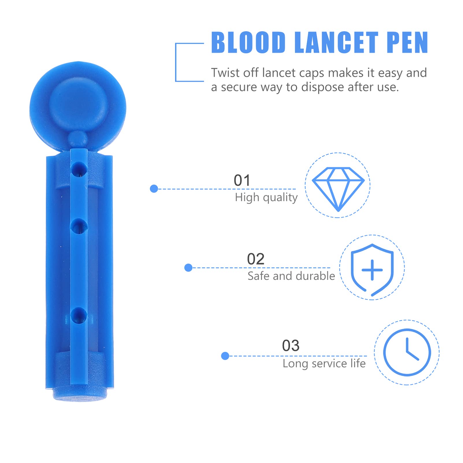 EXCEART 200Pcs Disposable Sterile Blood Lancet Needles - Twist Top Glucose Testing Lancets for Painless Blood Collection (Blue) | Perfect for Diabetic Monitoring & Home Blood Sugar Testing