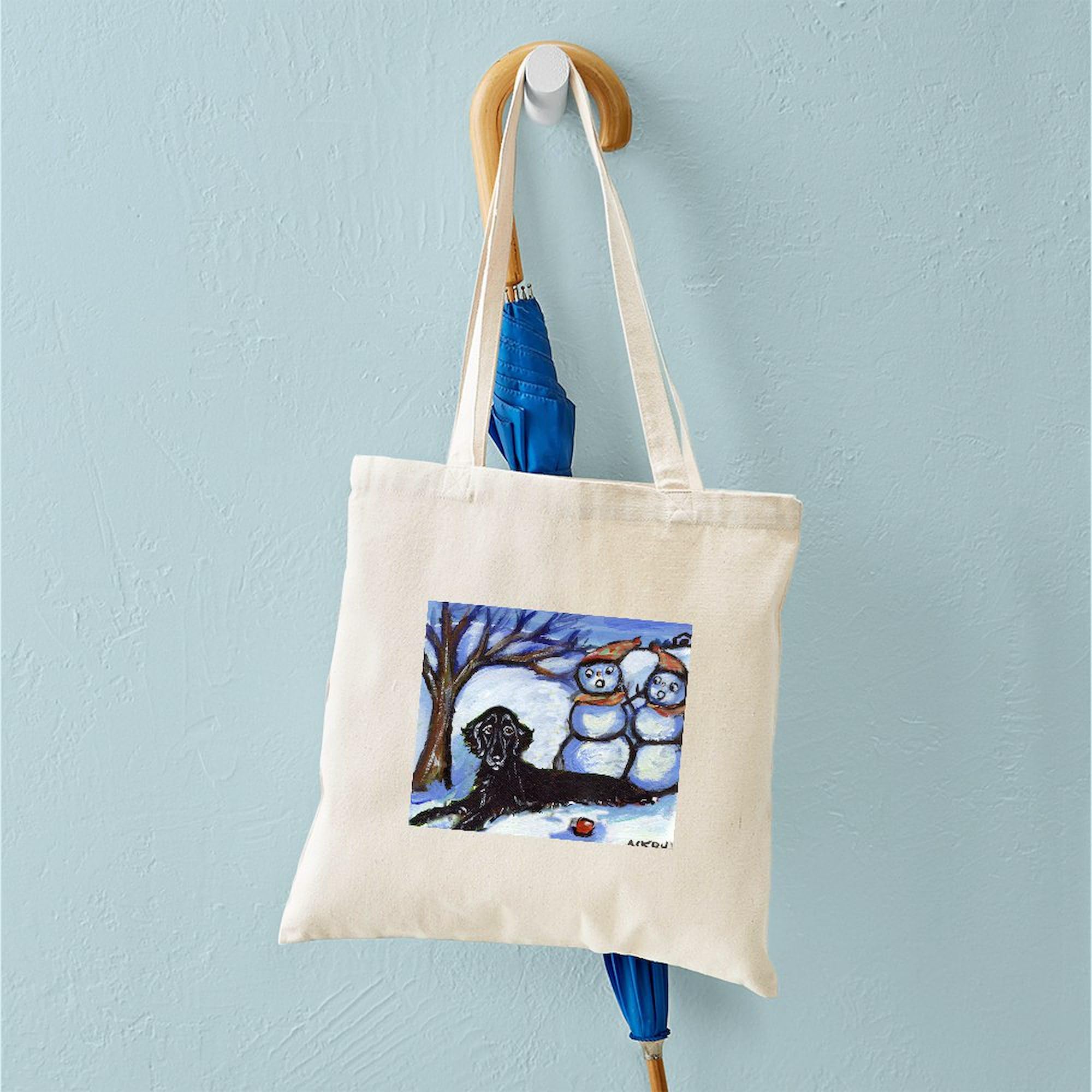 Flattie Winter Season Design Tote Bag - Natural Canvas Reusable Shopping Bag for Groceries, Beach & Everyday Use | Eco-Friendly & Durable