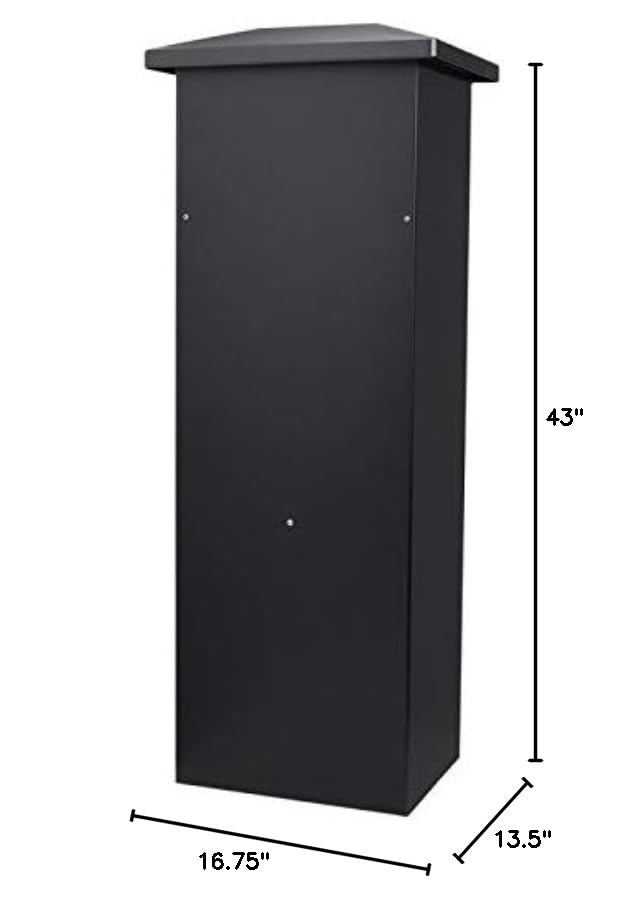 Black Steel Freestanding Lockable Mailbox with Large Drop Slot & Secure Parcel Compartment - Durable Outdoor Mailbox for Home, Office & Apartment Use