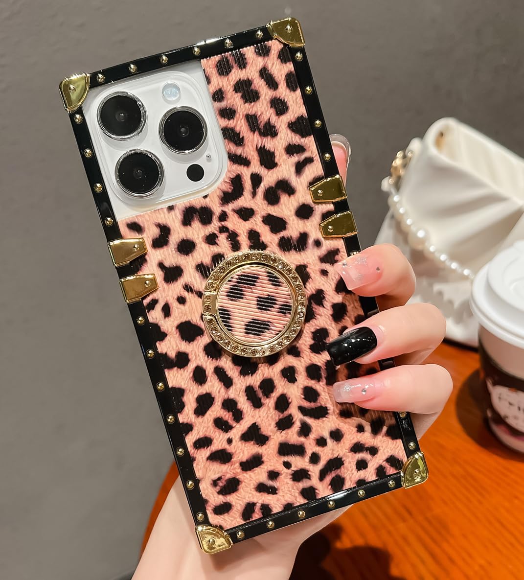 Fashion Cute Leopard Pattern Soft TPU Case with Ring Holder & Kickstand for Samsung Galaxy A13 5G - Shockproof Protective Phone Cover for Women & Girls (Gold) | Perfect for Daily Use, Travel & Work