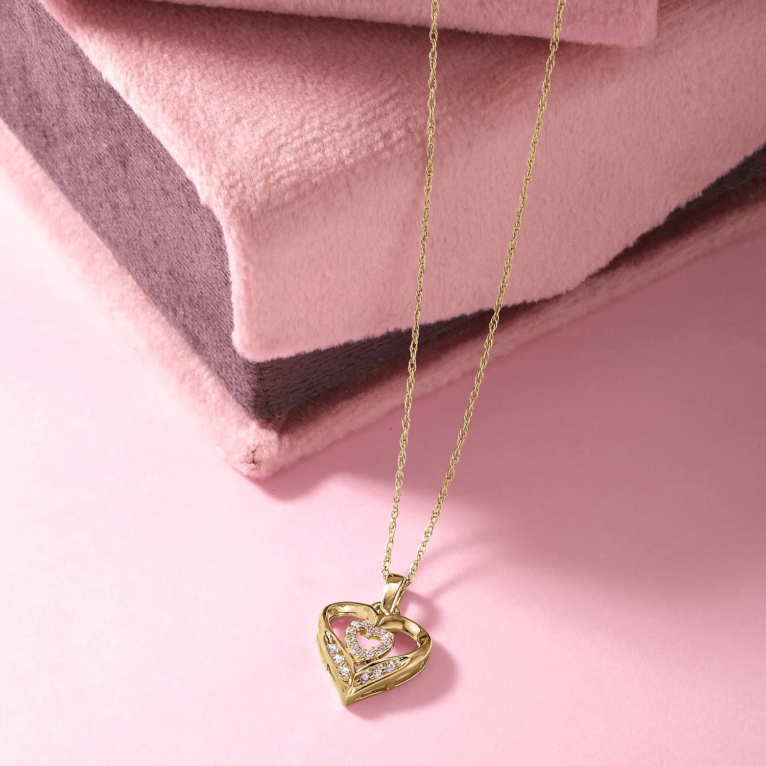 Valentine's Day Diamond Heart Pendant Necklace for Women - 1/10ct, 1/4ct & 1/2ct Options in 10K White, Yellow & Rose Gold - 18