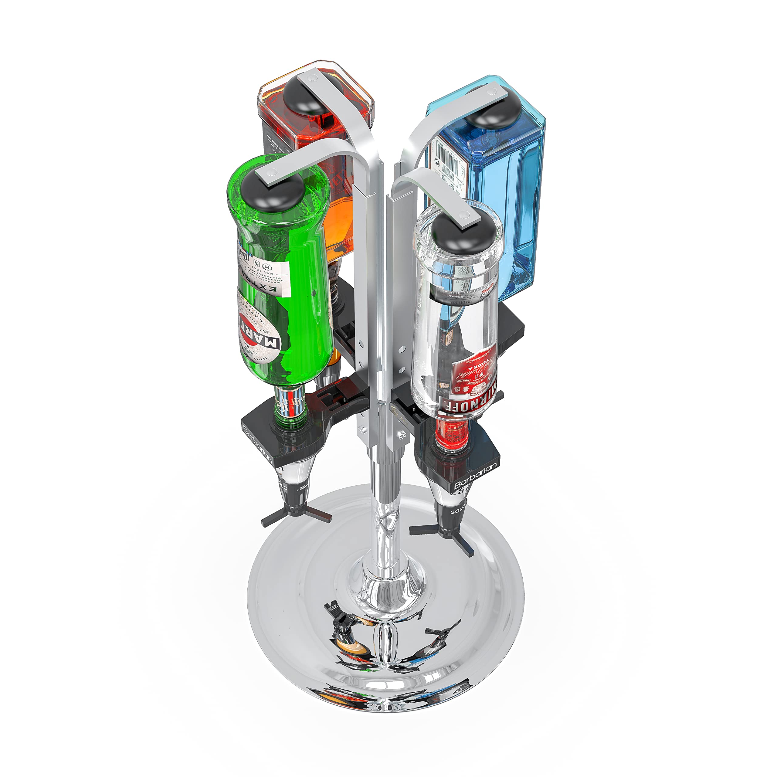Barbarian 4/6 Bottle Rotary Liquor Dispenser with Shot Measure Bracket - Premium Home Bar Accessory for Whiskey, Wine & Spirits | Perfect for Man Cave, Home Bars & Entertaining Guests