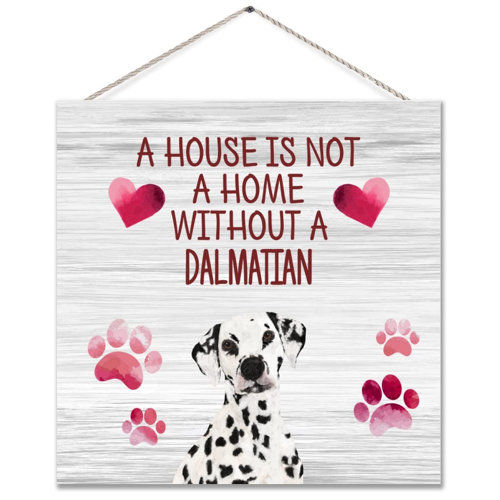 ENEDNATE Rustic Dalmatian Wood Sign - 12x12 Inch Home Decor for Pet Lovers
