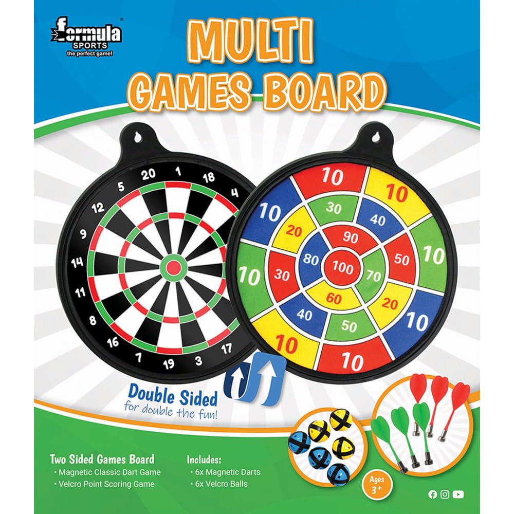 Formula Multi Games Magnetic Dartboard Set - Family Fun with Stick-on Ball Game for Indoor and Outdoor Entertainment