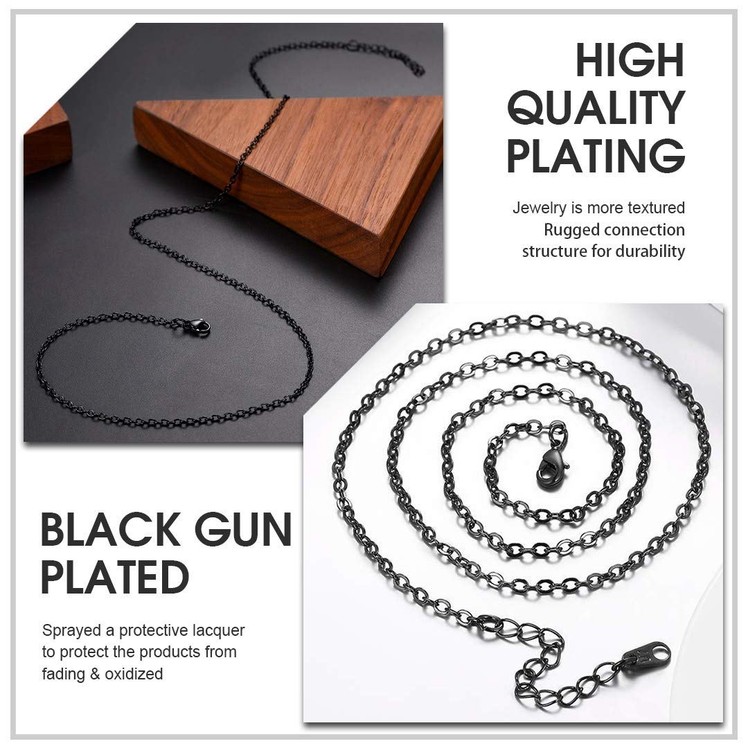 ChainsHouse Thin Rolo Chain Necklaces for Women & Men - 1.4MM/2MM Stainless Steel Cable Chains with 5cm Extender - 14K Gold, Rose Gold & Black Plated Options - 16-30 Inch Adjustable Length - Perfect for Layering, Gifts & Everyday Wear